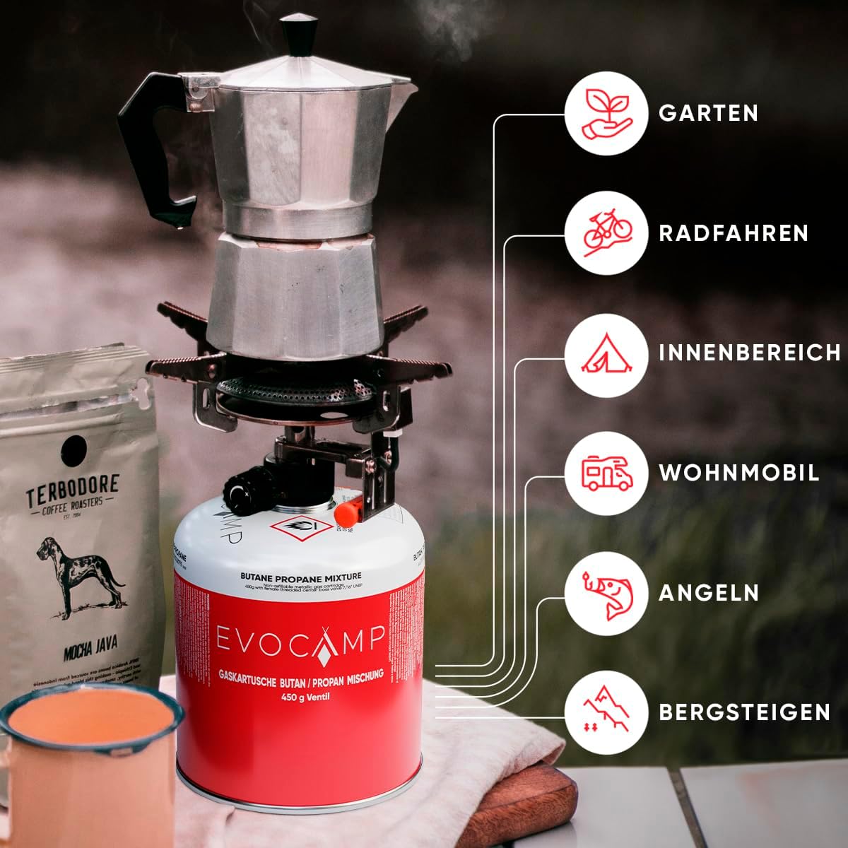 EVOCAMP 4 x Propan-Butan-Gaskartuschen 450 g für Weber-Grills Q100/1000-Serie, Schraubkartusche Eurogewinde 7/16 Zoll, Ventilkartusche 809 ml mit automatischer Sicherheitsverriegelung – Bild 6