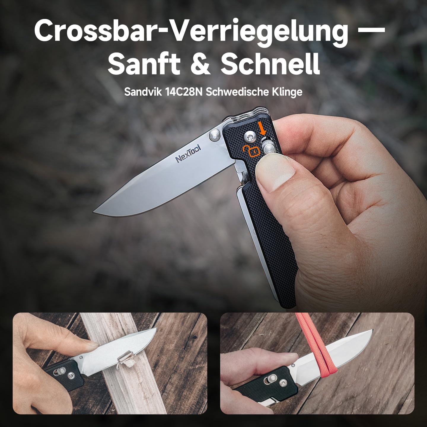 NexTool Knight K30 11-in-1-Klappmesser mit Verriegelung, EDC-Multifunktionswerkzeug mit 14C28N-Stahlklinge und G10-Griff, geriffelte Schere für den täglichen Gebrauch, Camping und Wandern – Bild 5