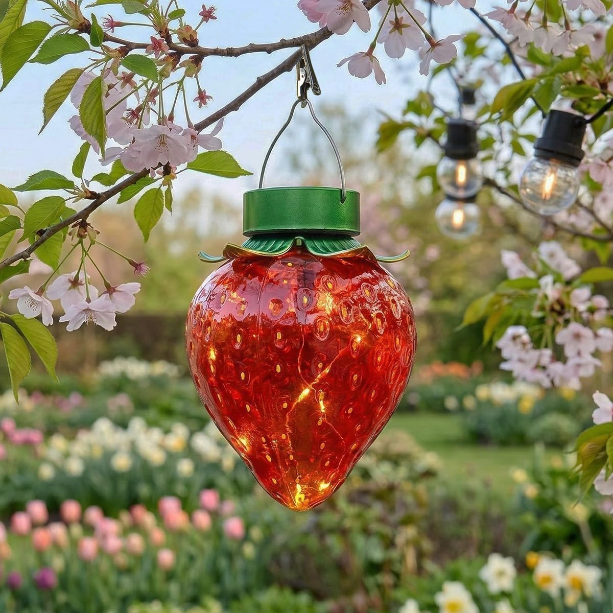 Festliche Lichter Erdbeerlaterne, Solar-Außen-Solarleuchte, Hängelaterne, Solarlaterne, hängende, solarbetriebene Gartenleuchten für die Gartenbeleuchtung im Freien, Dekoration – Bild 5