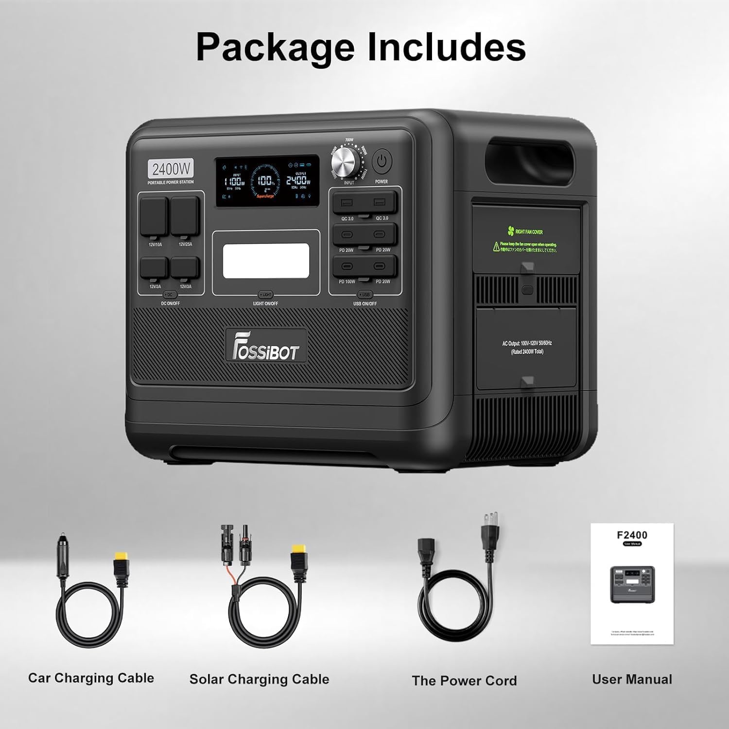 FOSSiBOT F2400 Solargenerator, 2048 W LiFePO4-Batterie-Backup mit 24000 W AC-Ausgängen (4800 W Spitze), tragbares Kraftwerk für Outdoor-Camping, Wohnmobilreisen, Heimgebrauch (F2400-LVO) – Bild 7