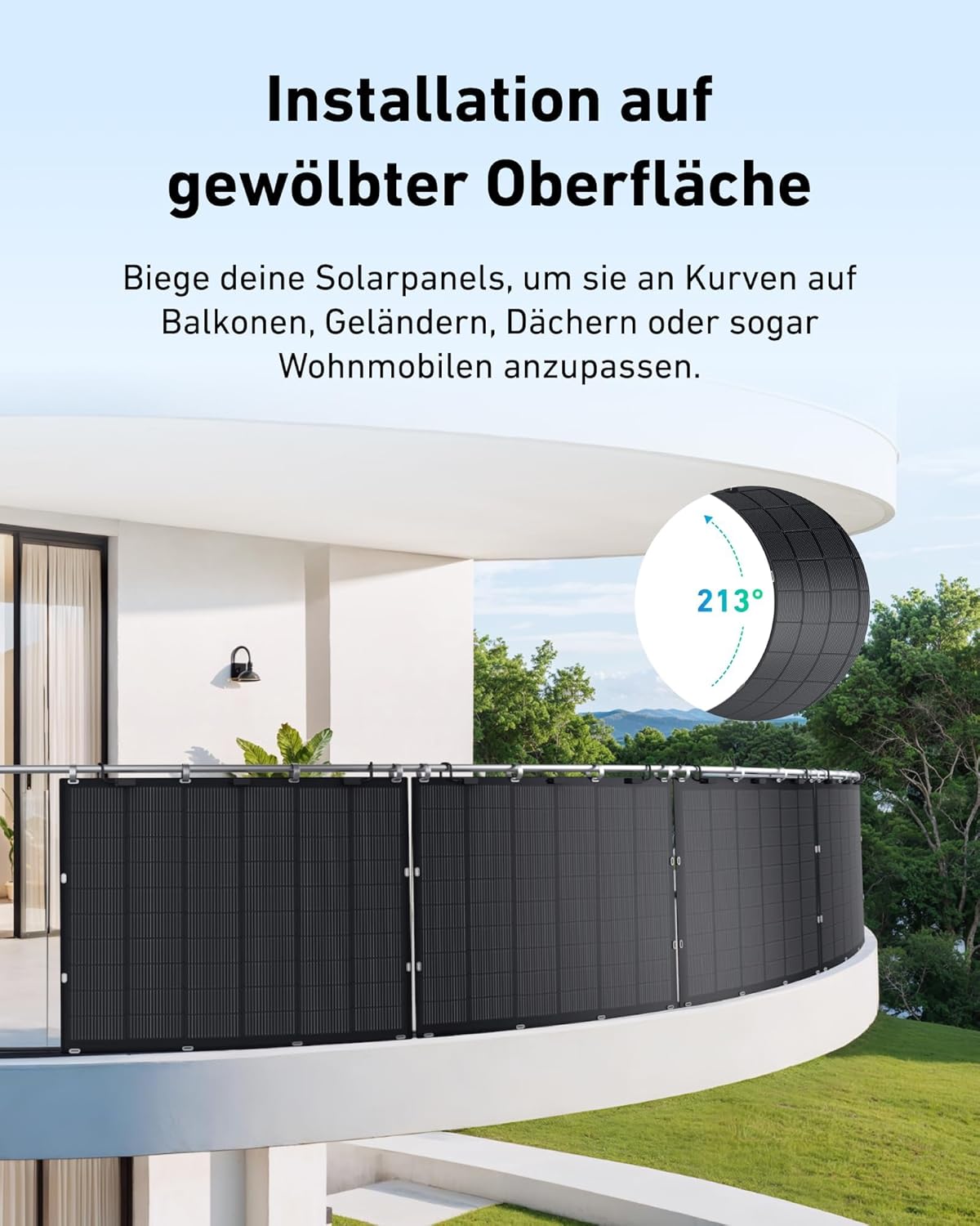 ALLDREI Flexible Solarmodule 2 Stück – 450 W flexibles Solarpanel-Set, 213° gebogene PV-Module mit TopCon-Tech, 2 x 225 W wasserdichte Photovoltaik für Wohnmobil, Balkonkraftwerk, Camping, Boot, 0 % MwSt – Bild 2