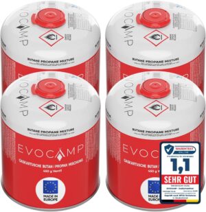 EVOCAMP 4 x Propan-Butan-Gaskartusc...