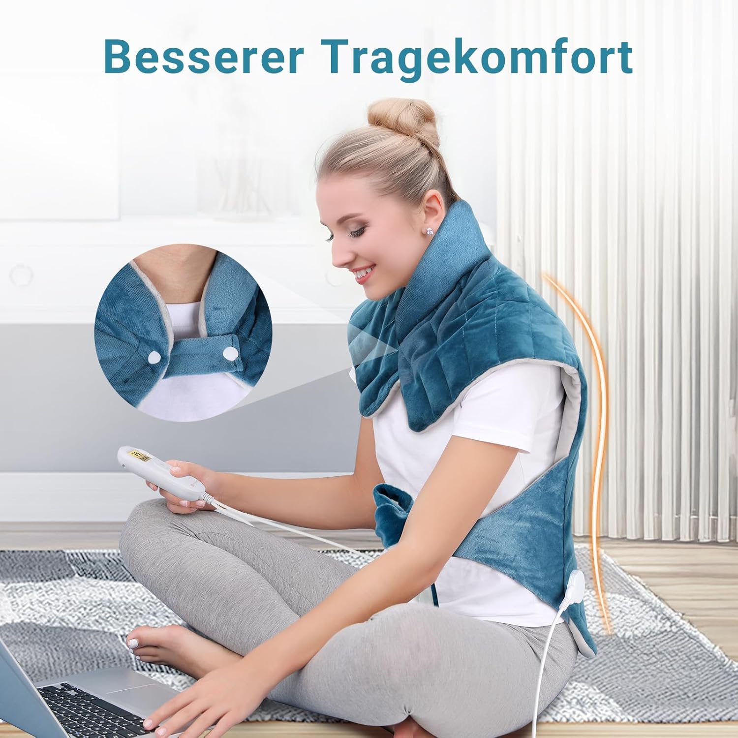 Comfytemp Heizkissen Rücken mit 9 Wärmestufen Schulter-Nacken-Wärmegürtel | 1,1 kg schwerer Rückenwärmer, 0,5–9 Stunden automatische Abschaltung, Nackenwärmer, Wärmekissen, Geschenke für Mütter, Frauen, Mama, Papa – Bild 4