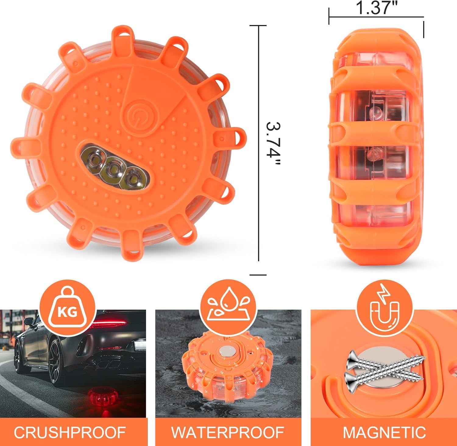 2 Stück Warnleuchten, mit Magnet und Haken, 9 Blinkmodi, Lichtmodi, wasserdichte Warnleuchten & Notbeleuchtung, Warnlampe für Boot, Schiff, Auto, LKW, Wohnmobil, Camping, Bergsteigen, Wandern – Bild 2