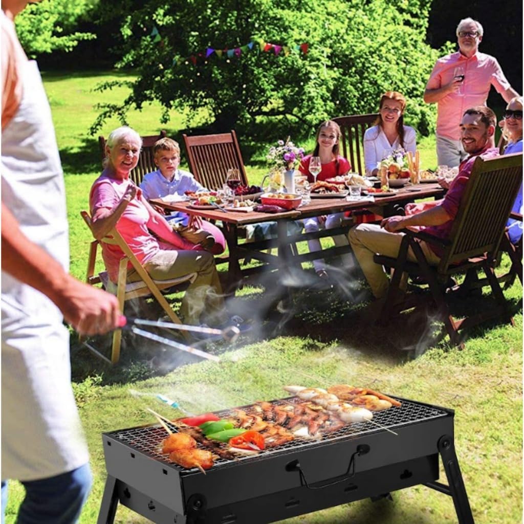 KRUMAD Campinggrill, faltbar, tragbar, Holzkohlegrill, 38,5 x 27 cm, Tischgrill für Camping, Küche & Outdoor, Mini-Holzkohlegrill, faltbar mit Grillrost, ideal für Grillen, Reisen, Picknick, Balkon – Bild 5