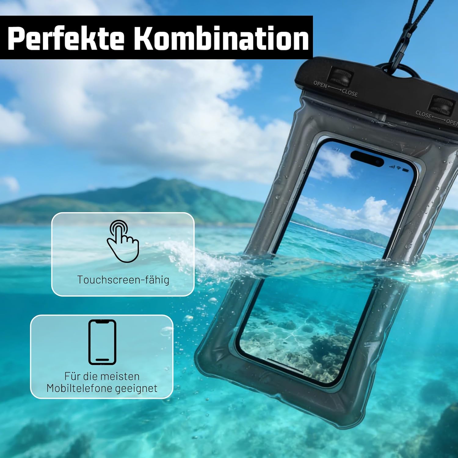 Trockentaschen-Set mit 6 wasserdichten Taschen – 1,5 l, 2,5 l, 3 l, 3,5 l, 5 l, 8 l, wasserdichte Tasche und Packtaschen mit verstellbarem Riemen, schützt das Telefon | Perfekt für Outdoor- und Wassersport | Ultraleicht und robust – Bild 4
