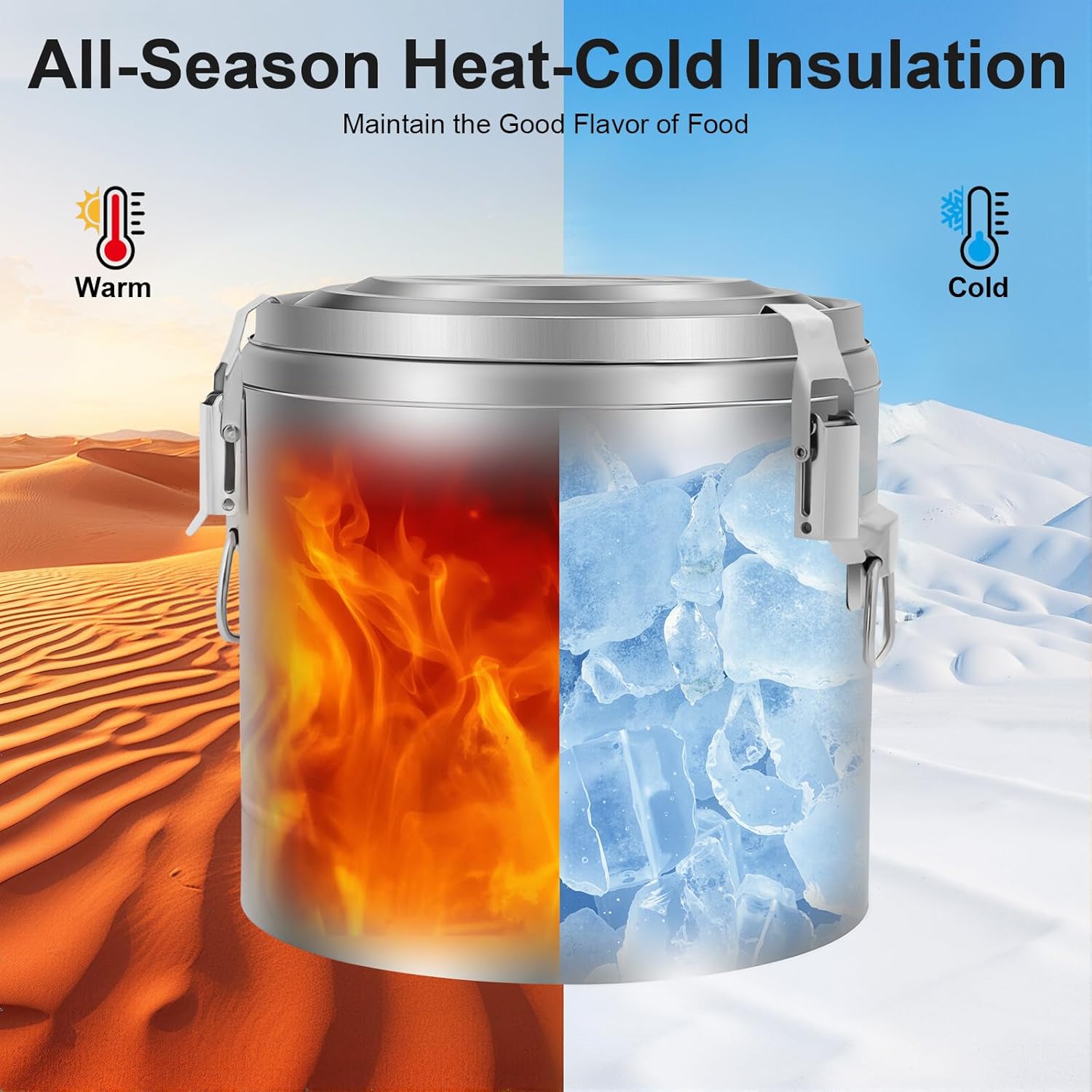 10L Thermo-Speisebehälter, Thermo-Speisebehälter aus Edelstahl, Thermobehälter für Lebensmittel, Thermobox für Lebensmittel, Warmhaltebehälter mit Deckel, Gastrobehälter für Nudeln, Suppe – Bild 3