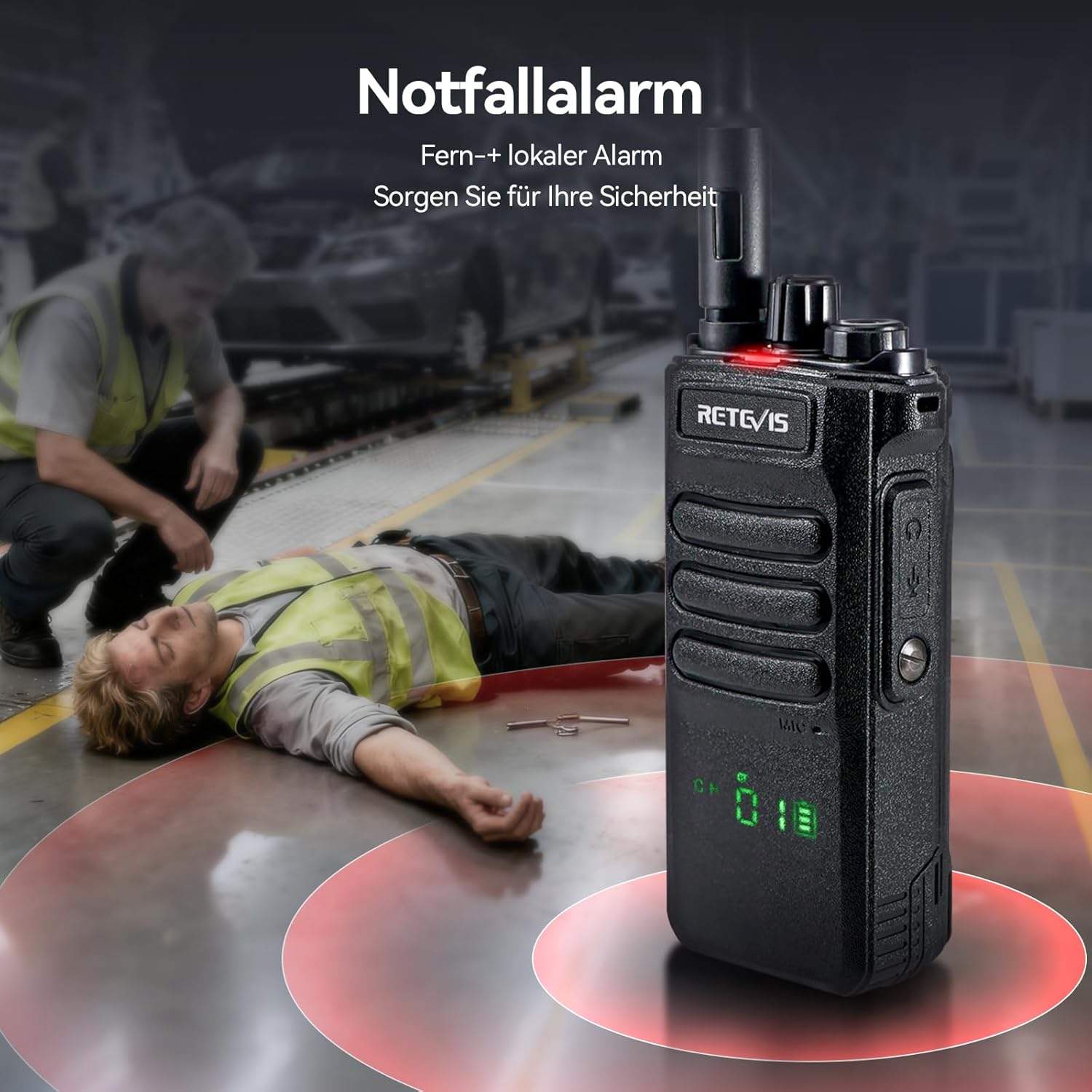 Retevis RT86 Langstreckenfunkgerät, Hochleistungs-Walkie-Talkie mit Lautsprechermikrofon, 2600 mAh tragbares Funkgerät, kabelloses Klon-Notfallfunkgerät für die Fertigung (Schwarz, 2 Stück) – Bild 6
