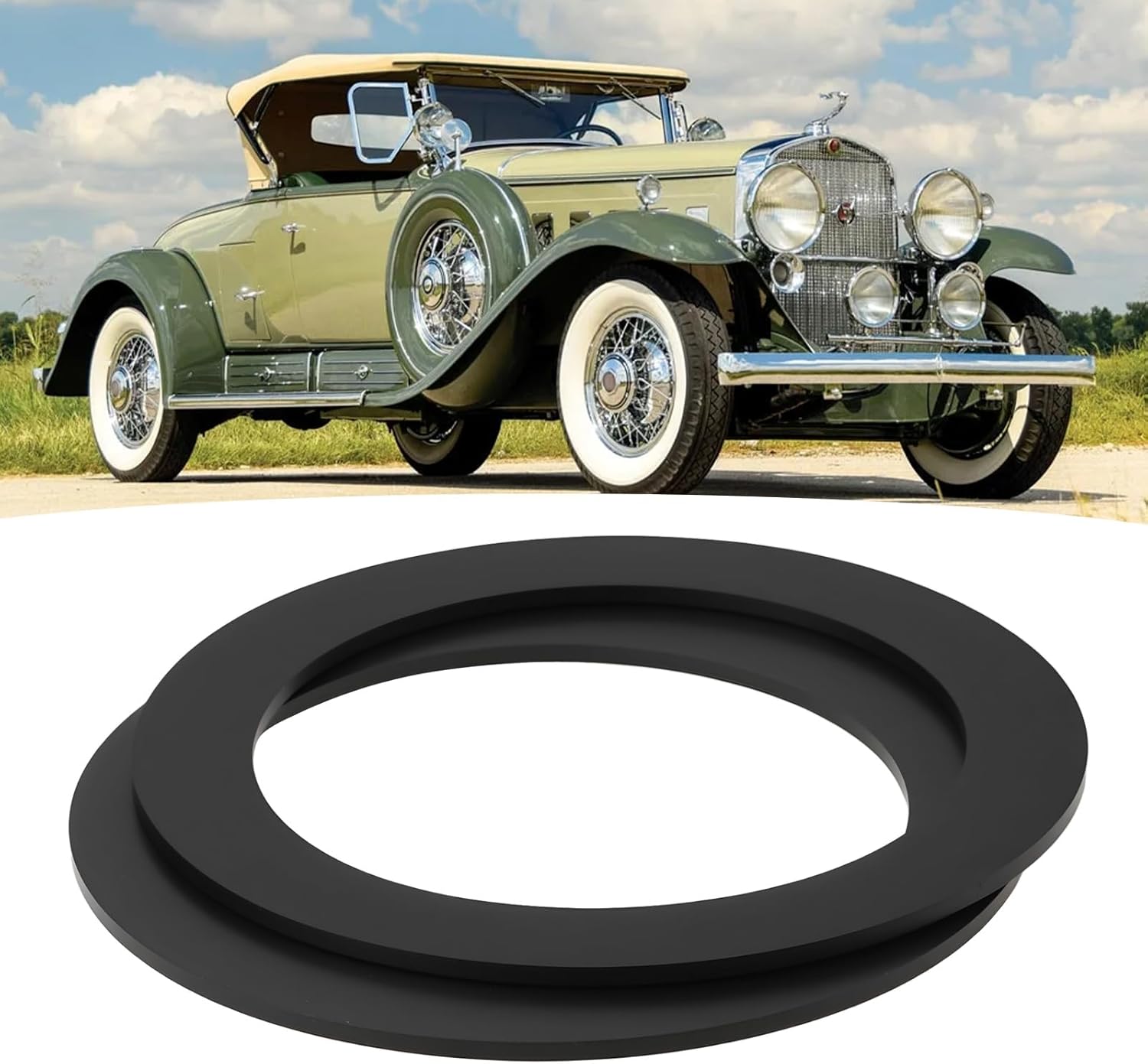 ECSiNG Tankdeckeldichtung, 105 x 78 x 2,5 mm, für 80 mm Tankdeckel für Oldtimer-Generator (2 Stück) – Bild 2
