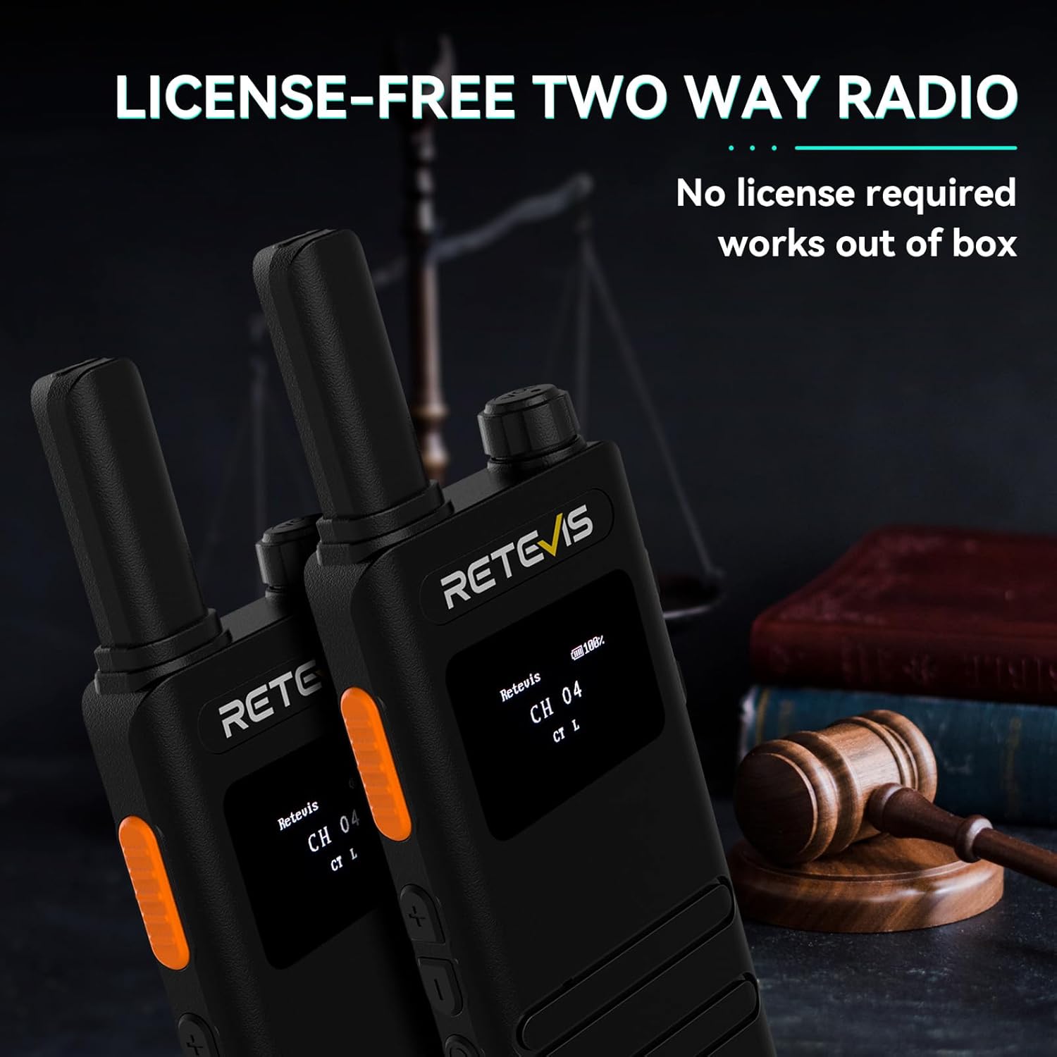 Retevis B63S Walkie Talkie, PMR-Radio, 15 mm ultradünn, RT622P 3.0, VOX, LCD-Display, 103 g leicht, USB C, 1620 mAh, professionelles Funkset für Familie (2 Stück, schwarz) – Bild 3