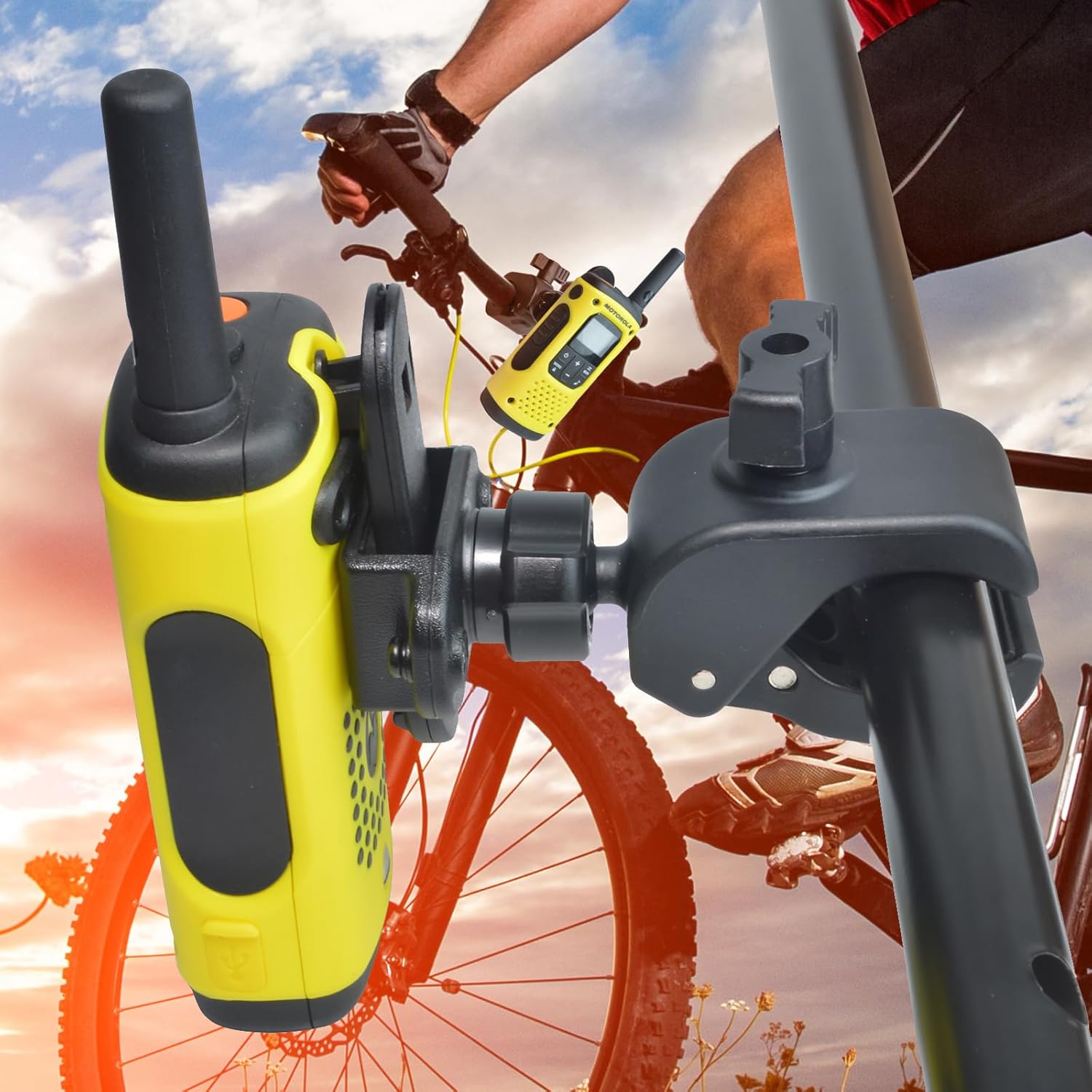 HYS Walkie Talkies Fahrrad-Auto-Halterung, verstellbare Motorrad-Radio-Halterung, kompatibel mit Motorola Talkabout TLKR Baofeng UV5R Mini Quansheng Radio (Z-6) – Bild 4