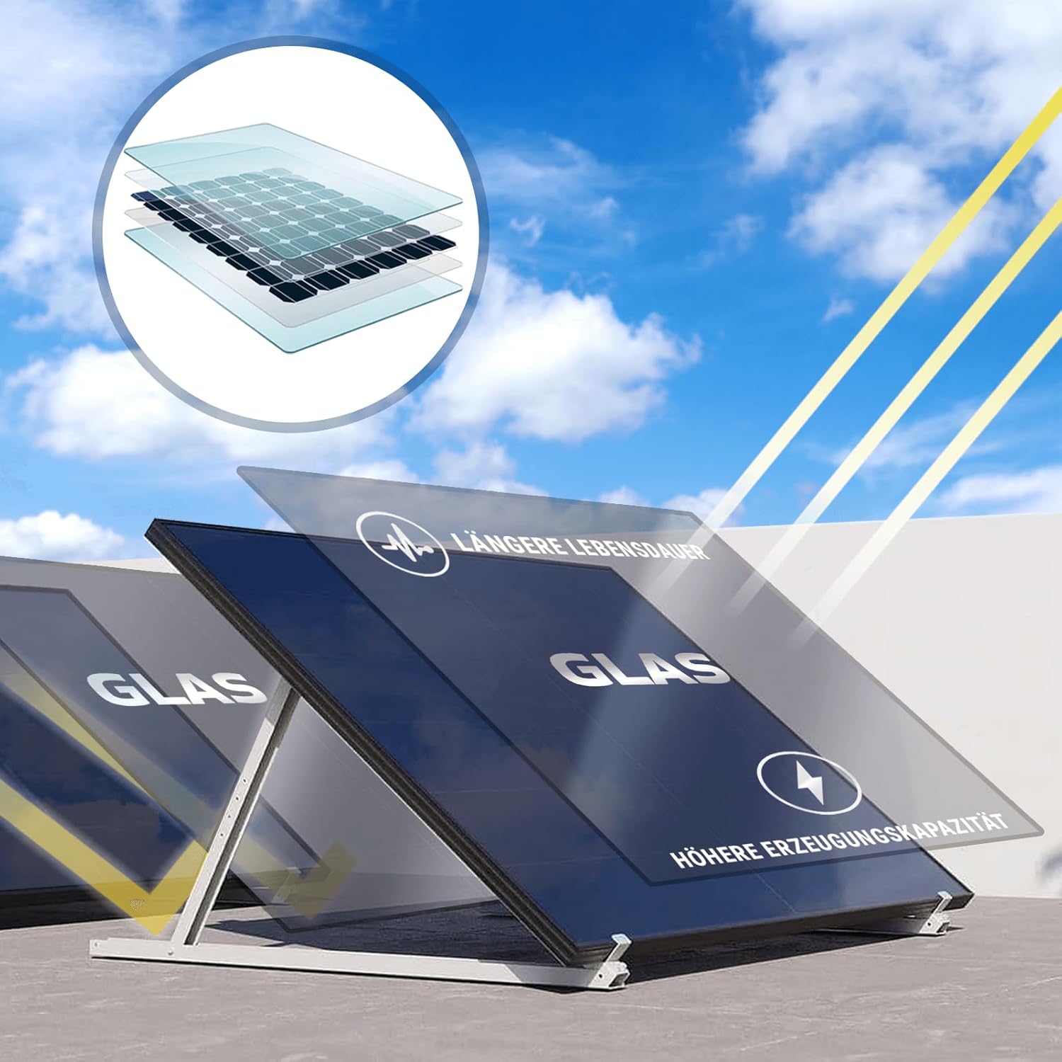 SUNNIVA® Solarpanel 2 x 460 W, vollschwarz, bifaziales Glas/Glas-PV-Modul, Solarpanel – PMax 920 W (2 x 460 W), bifazialer N-Typ für Balkonkraftwerk oder PV-Solaranlage – Bild 3