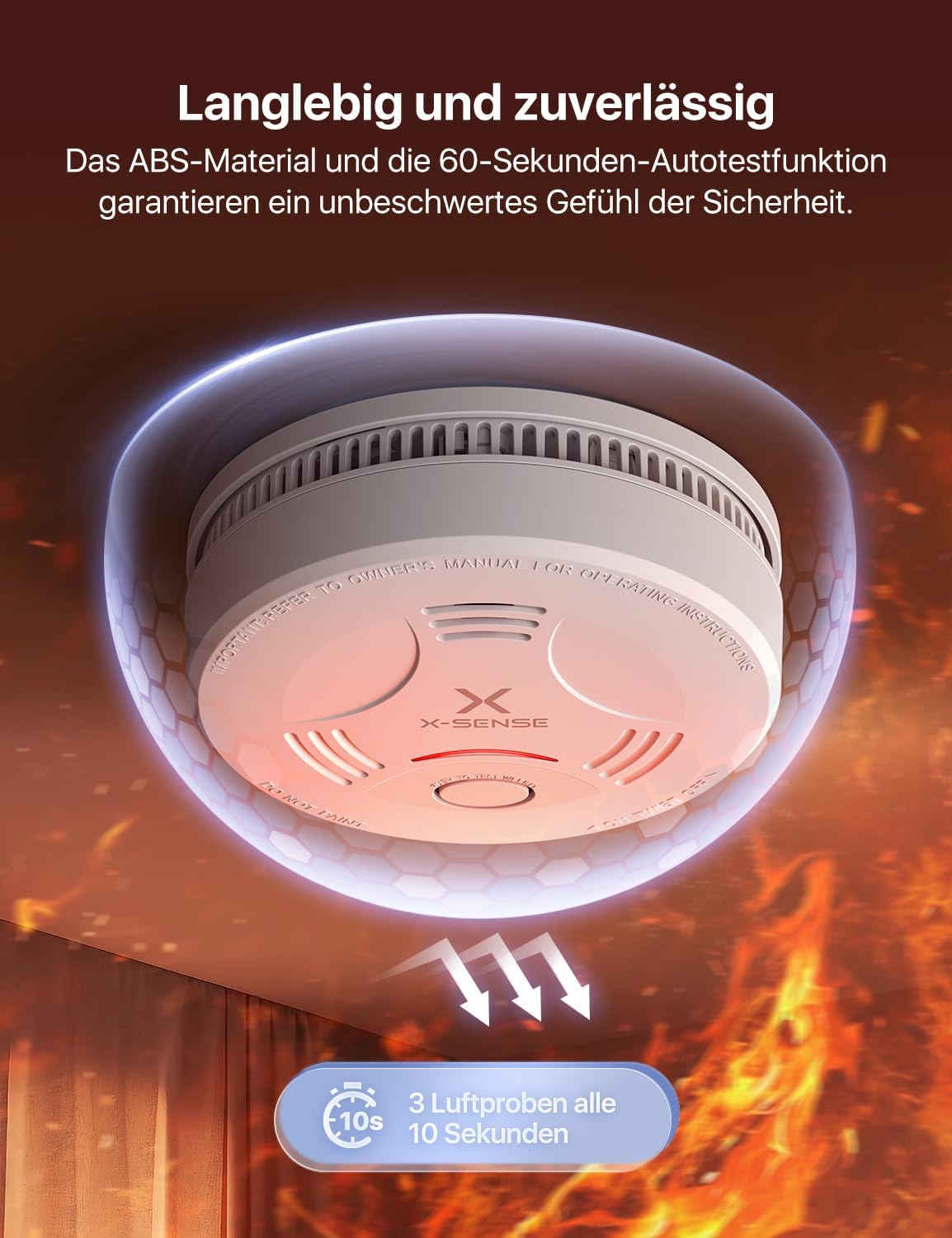 X-Sense SD11 Rauchmelder, TÜV und DIN EN 14604 geprüft, weiß – Bild 4