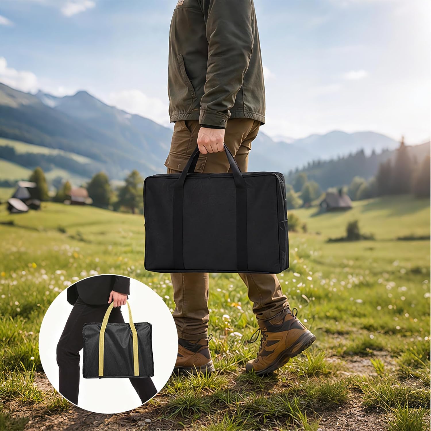 Dripex klappbarer Holzkohlegrill – schnell zusammenklappbarer tragbarer Campinggrill aus Edelstahl mit Tragetasche & Zubehör, hitzebeständig & formstabil für Camping, Picknick, Wandern, Garten (65 x 25 x 14 cm) – Bild 7