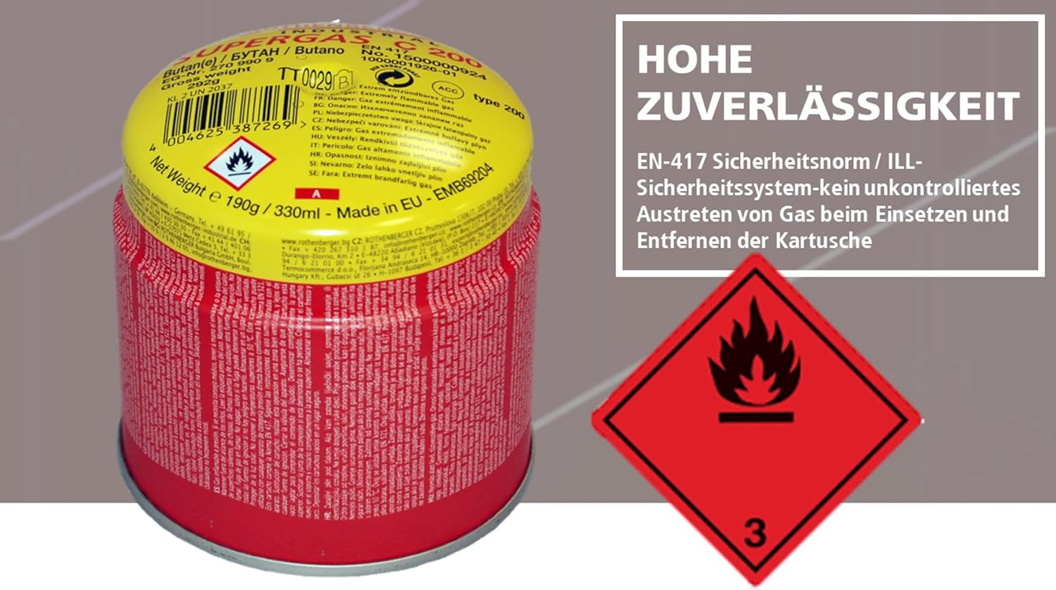ROTHENBERGER Industrial C200 Supergas Brenngaskartusche, hochreines Butangasgemisch, 330 ml – 3er-Pack – Bild 5