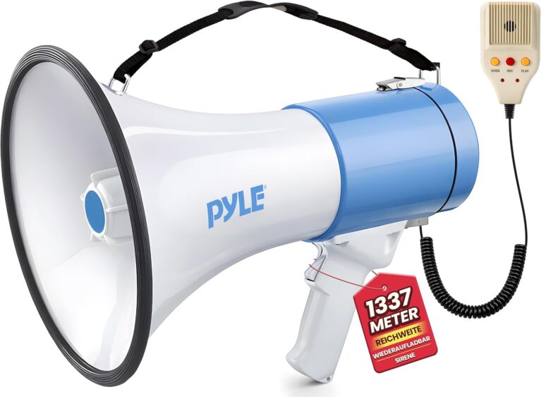 Pyle PMP59IR 50 W professionelles wiederaufladbares Lithium-Akku-Megaphon für MP3- und iPod-Player