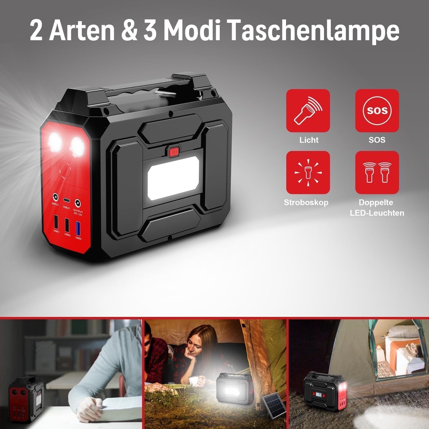 Powkey Solargenerator R100 mit 40 W Solarpanel, 99 Wh Batterie, tragbares Kraftwerk, 100 W AC/18 W USB-C-Ausgang, für Outdoor, netzunabhängig, Wohnmobil, Notfall – Bild 4