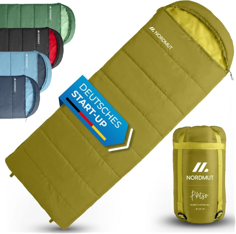NORDMUT® Deckenschlafsack für Erwachsene mit Zwei-Wege-YKK-Reißverschluss – kleines Packmaß & ultraleicht 1600 g – 3 Jahreszeiten (250 g/m²) – Schlafsack für Camping, Outdoor & Festivals