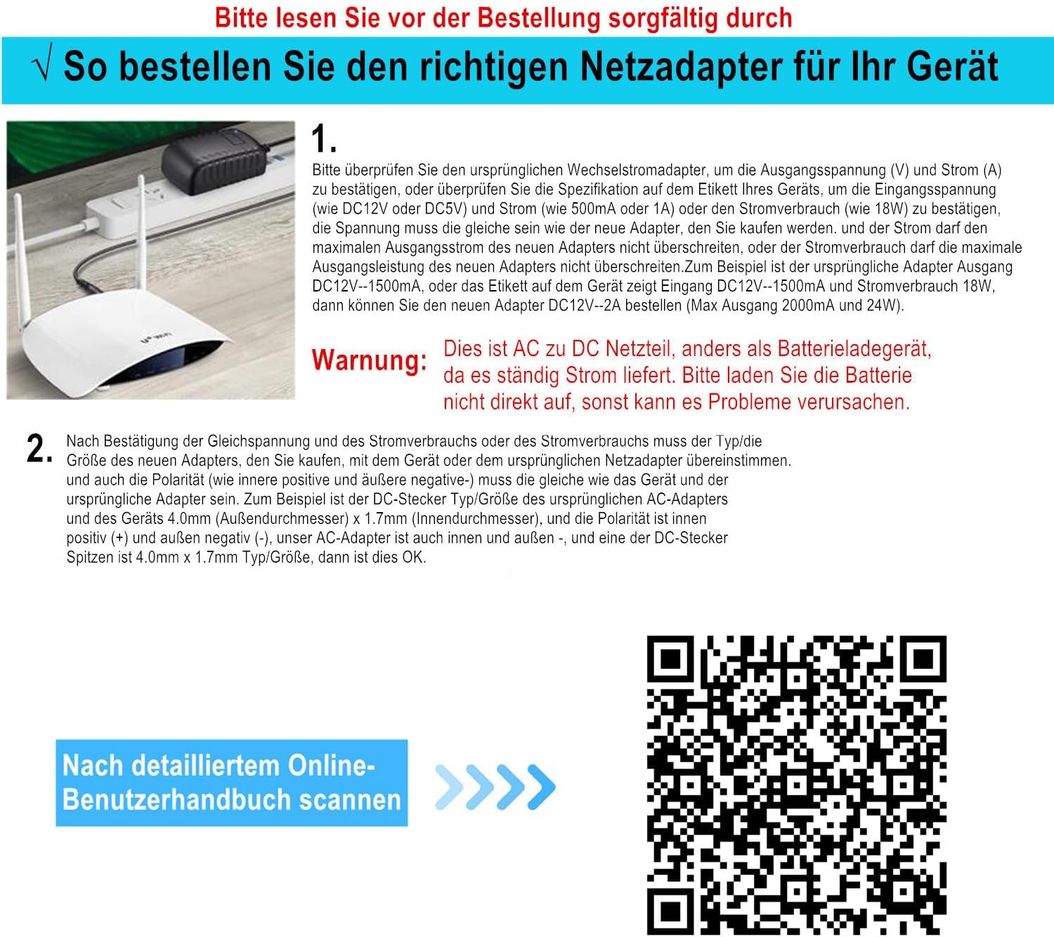 AC-Adapter 12 V 2 A Netzteil AC 220 V auf DC12 V 500 mA 1000 mA 1500 mA 2000 mA Leistungstreiber 5,5 mm mit 8 DC-Steckeradaptern Wechselrichter Ladegerät Transformator AC-DC-Adapter (DC12V~2A) – Bild 3