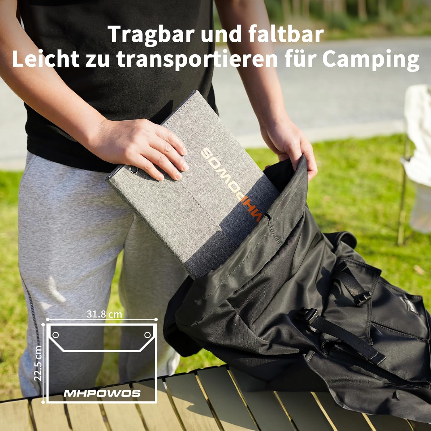 Faltbares Solarpanel, 40 W, 19 V, tragbares Solarladegerät mit USB-C-, USB-A- und DC-Ausgängen, Mini-Ladegerät in Buchgröße für iPhone, iPad, Powerbank, Camping, Wandern, Outdoor-Reisen – Bild 7