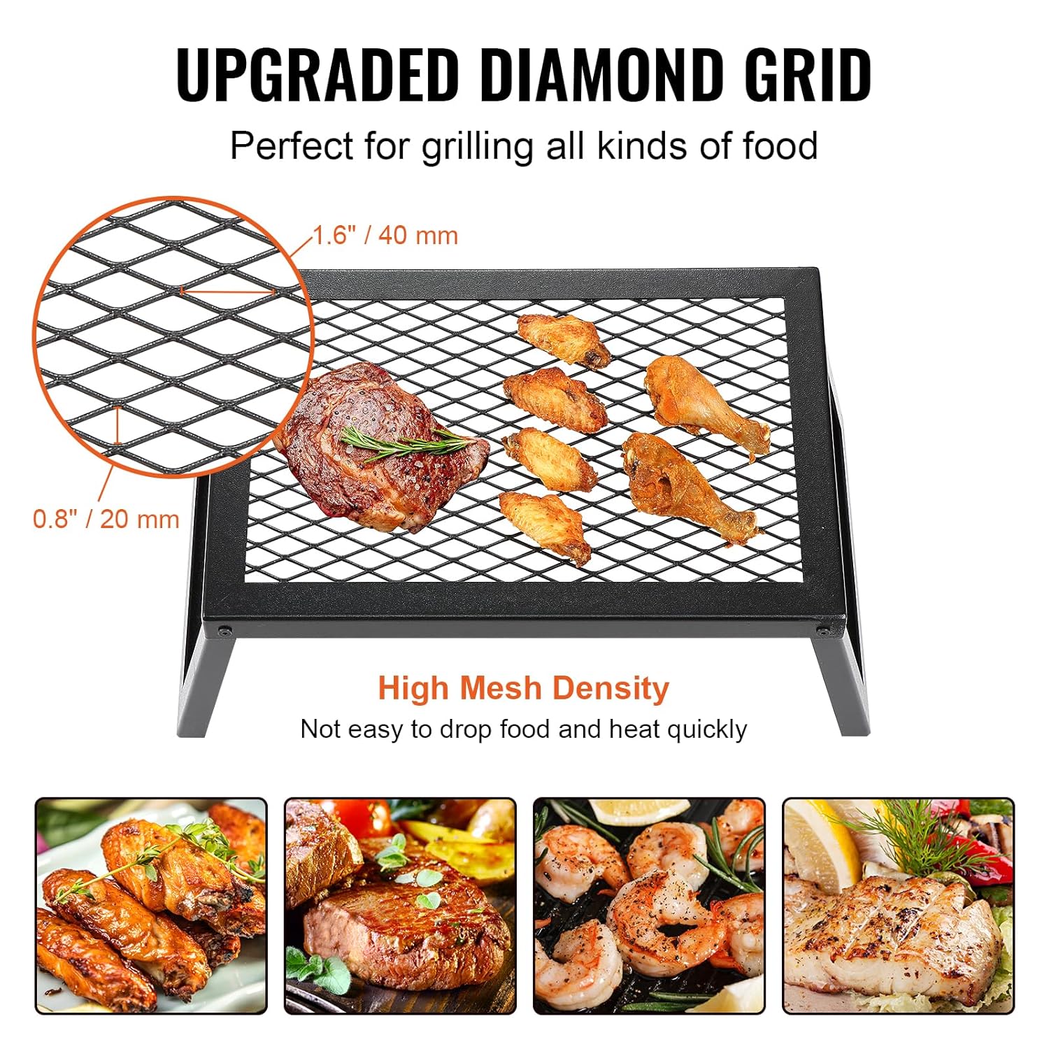 VEVOR BBQ Gills Holzkohlegrill Klappgrill 458 x 305 x 205 mm, Tischgrill tragbarer Reisegrill 6 kg Tragkraft, Outdoor faltbarer Picknickgrill Campinggrill schwarz 300 °C, für Terrasse, Camping, Party – Bild 5
