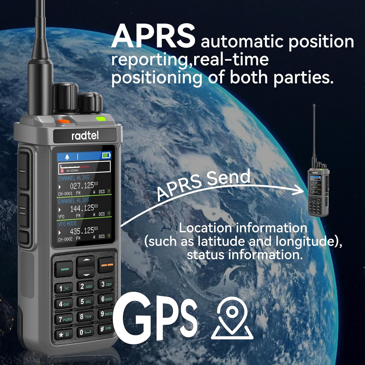Radtel RT-880G GPS APRS Radio Amateur 10 W Talkie Walkie Radio CB tragbar 1024 Kanäle HF SSB Rx mit Gehäuse und Band Croisée, 2,4 Pouces mit 2,4 Pouleur, wiederaufladbarer Akku 2400 mAh – Bild 2