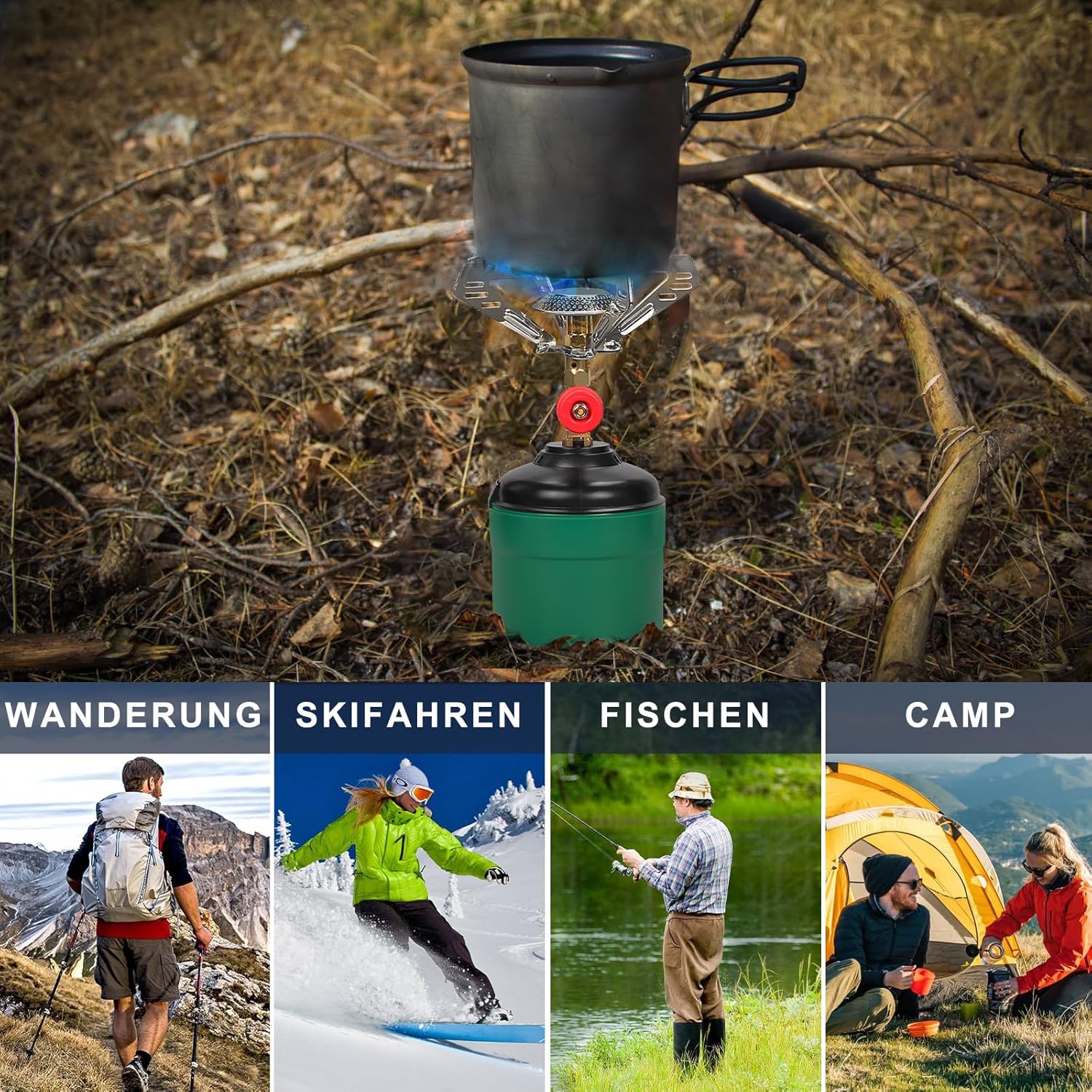 Campingkocher, tragbarer Gaskocher im Freien, Camping-Gaskocher mit Einzelbrenner, geeignet für Outdoor-Aktivitäten, Camping und Wandern – Bild 6