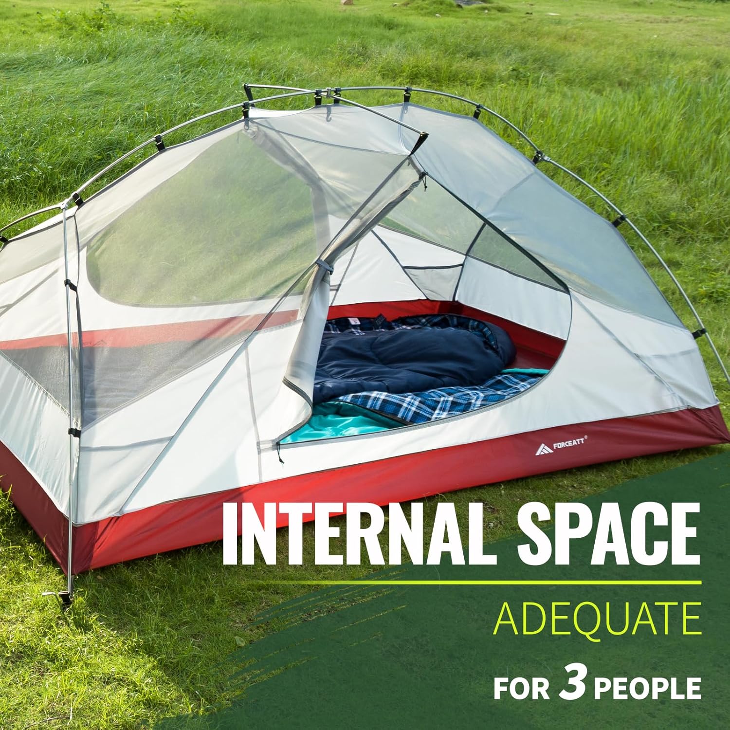 Forceatt Zelt 2–3 Personen Campingzelt, 2 Türen wasserdicht und winddicht, 3–4 Jahreszeiten, ultraleichtes Rucksackzelt für Trekking, Camping, Outdoor. – Bild 5