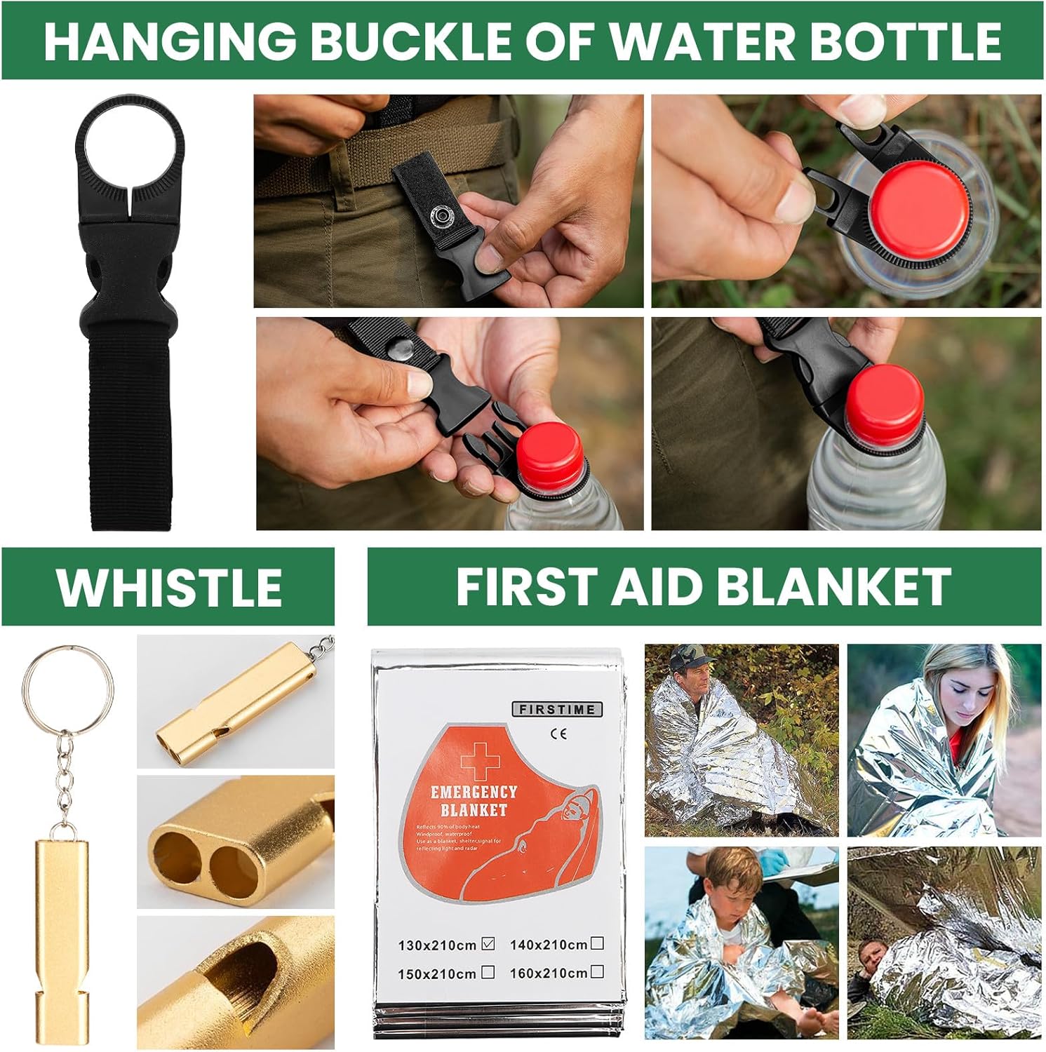 Survival Kit 25 in 1, Professionelles Notfallset Outdoor Home, Premium Set Messer Outdoor-Ausrüstung, Survival-Ausrüstung für Camping, Bushcraft, Wandern, Jagd, Abenteuer, Väter, Männer – Bild 5