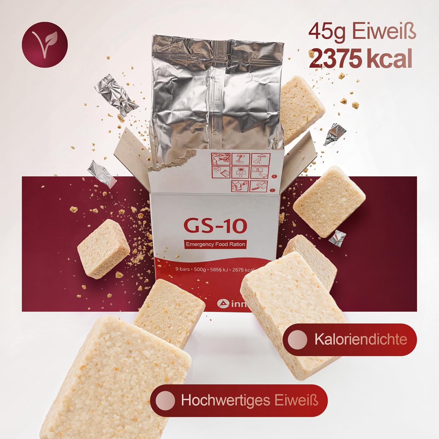 GS-10 Notnahrung - 500 g Einheit Notnahrung - Notration | Produkt hermetisch versiegelt | Extrem langlebige Energieriegel | Langzeitnahrung | Überlebensset – Bild 4