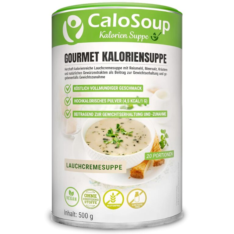 Hochkalorische Suppe zur Steigerung von 20 Portionen | Lebensmittel mit hohem Kaloriengehalt als Fertigsuppe | Fertiggerichte mit Gemüse | Flüssignahrung CaloSoup Kalorien Lauchsuppe (Lauchcreme) 500 g