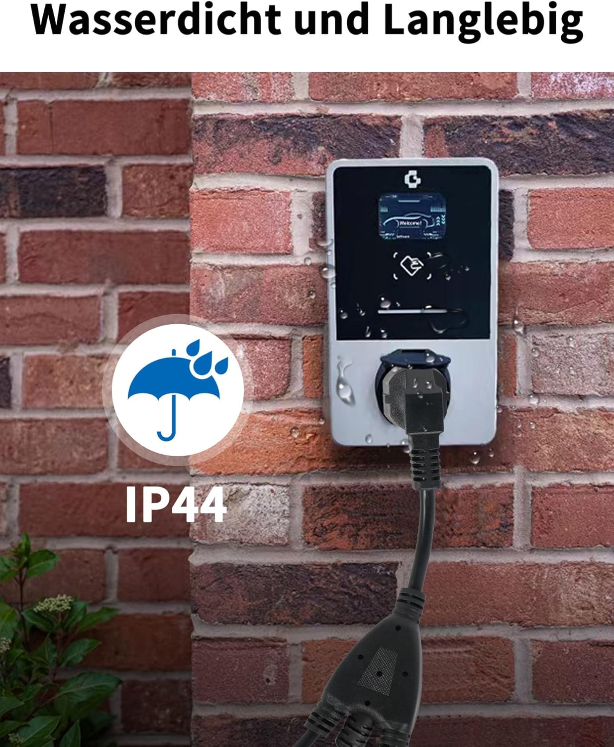 Outdoor-Verlängerungskabel mit 3 Schuko-Steckdosen: IP44 wasserdichte Stromkabelverlängerung – Outdoor-Steckdosenverteiler, Dreifachstecker für Zuhause, Büro, Outdoor – Bild 3