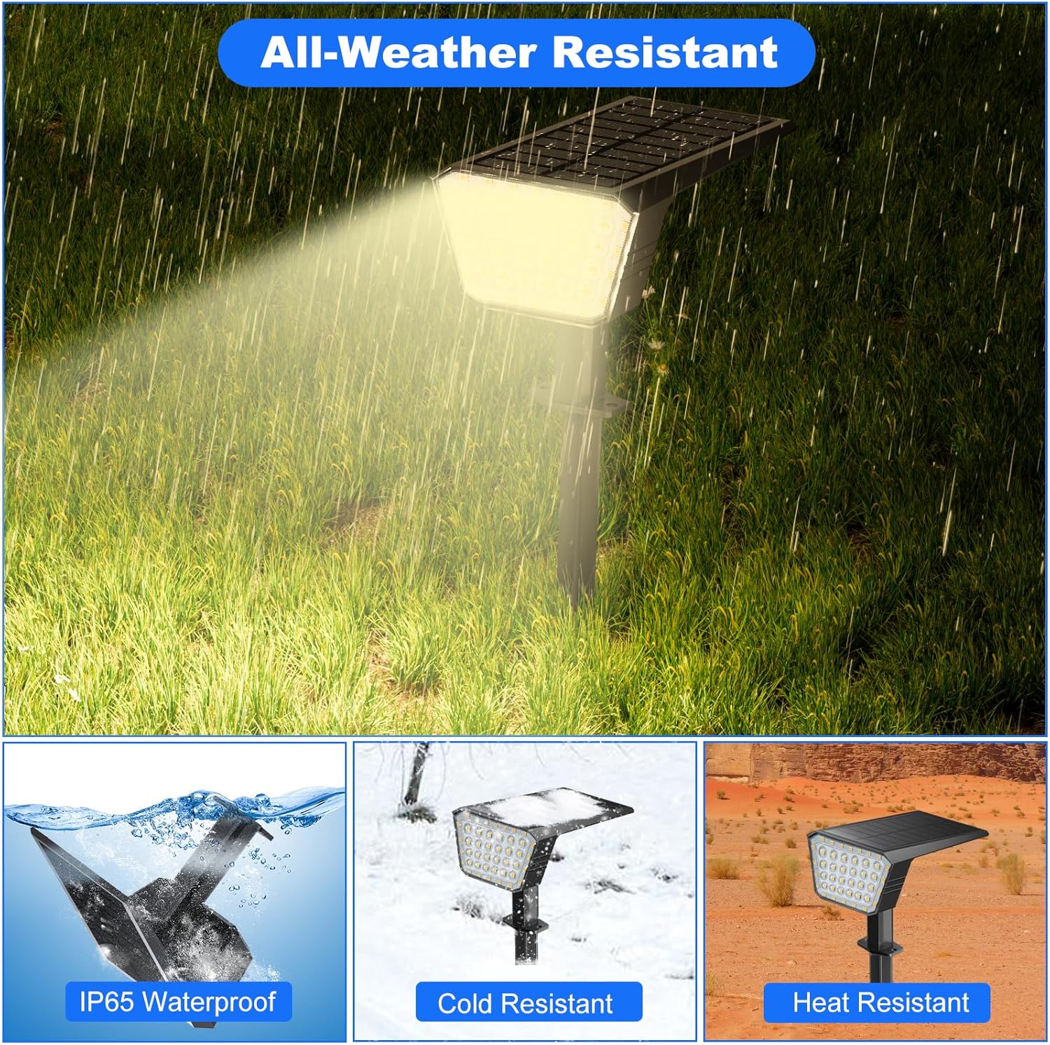 FIFlying Solarleuchten für den Garten im Freien, 4 Stück 3000 K warmweiße Solarstrahler, Solarleuchte mit IP67 wasserdicht, 3 Beleuchtungsmodi, für Außenbereich, Garten, Rasen, Pflanze, Statue, Hof, Wege – Bild 7