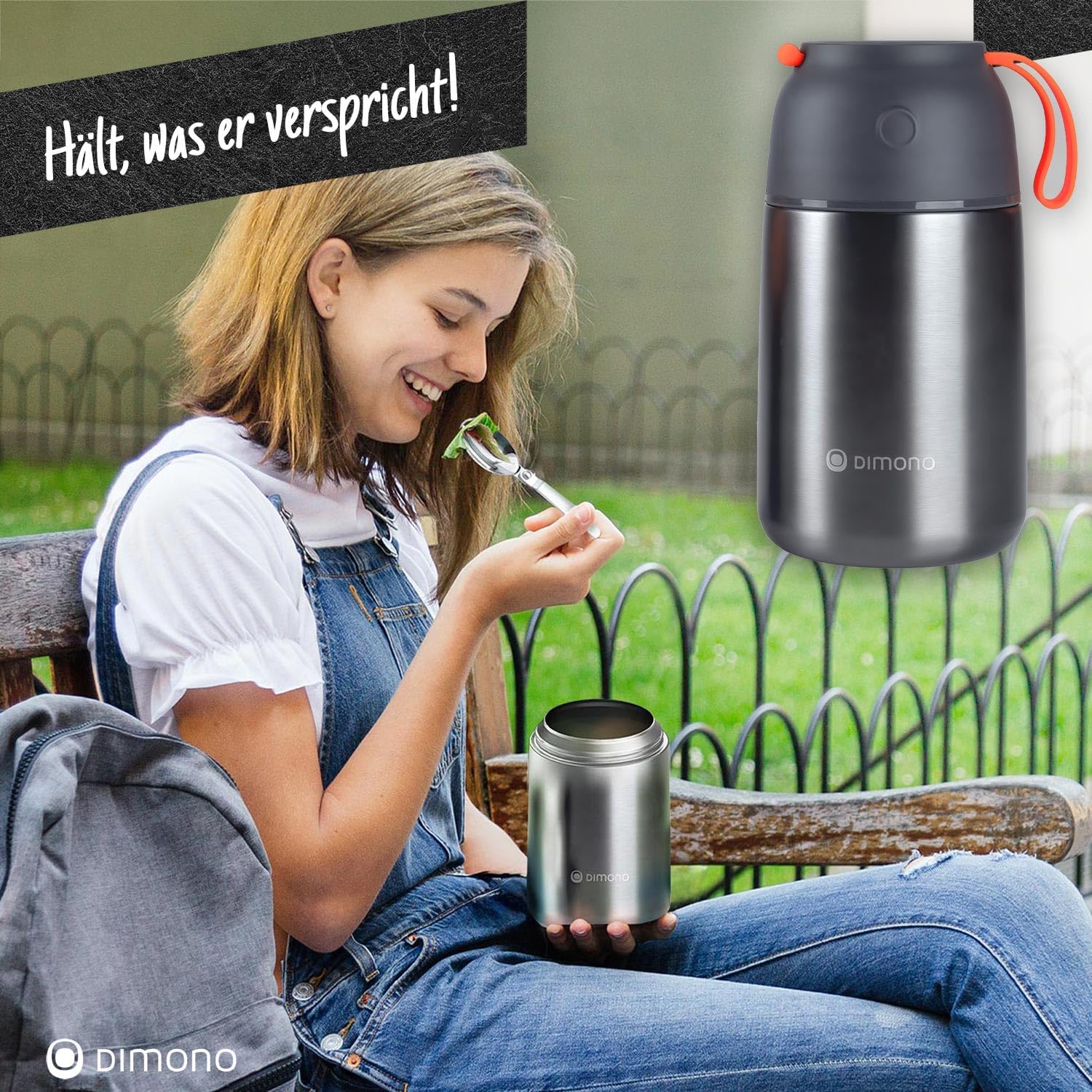 Dimono Thermobehälter Warmhaltebehälter, Lunchbox To-Go Lebensmittelbehälter, Lebensmittelbehälter aus Edelstahl (700 ml) – Bild 5