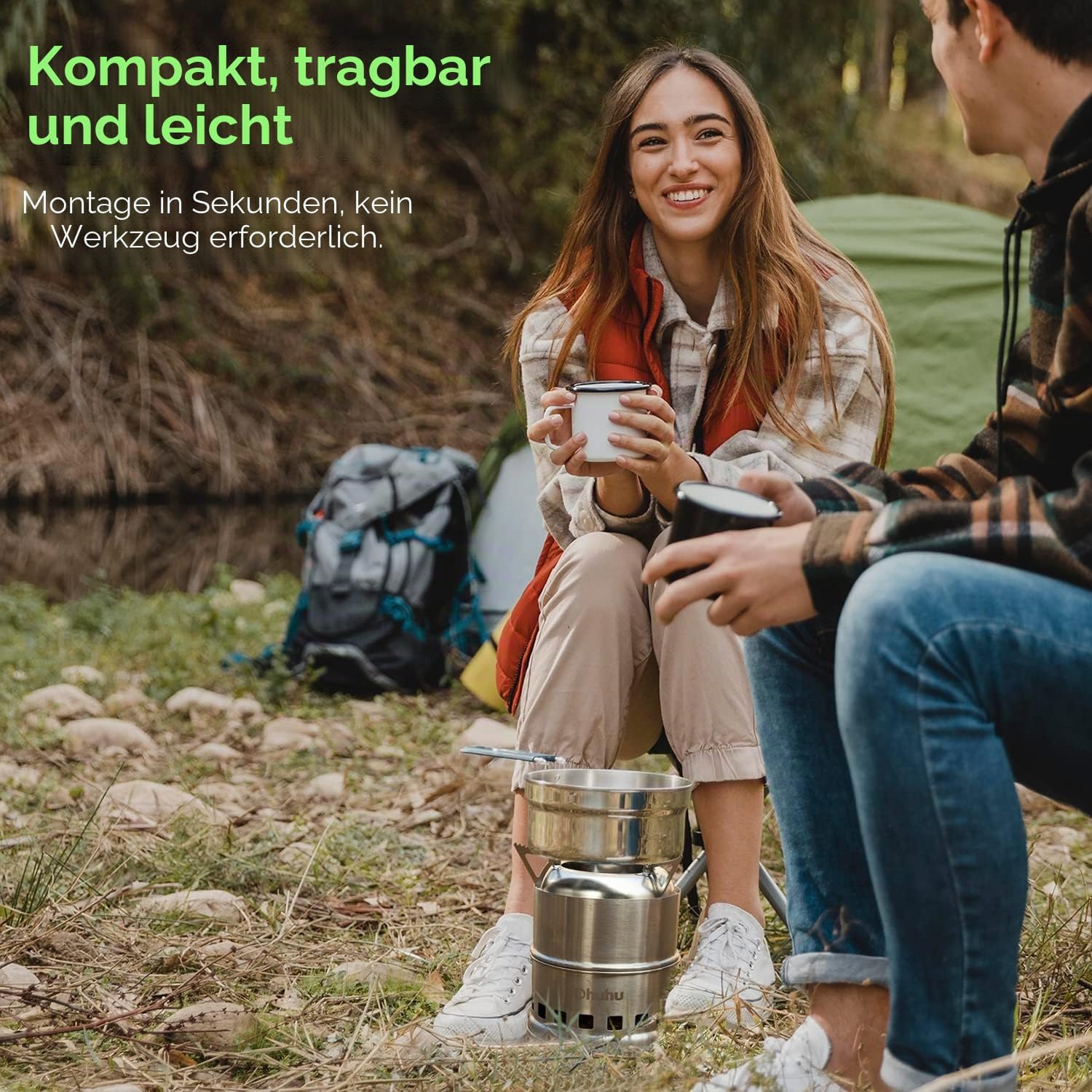 Hobo-Kocher, Camping-Outdoor-Kocher, Holzofen, Edelstahl, mit Tragetasche für Grill, Picknick, Wandern, Reisen – Bild 6
