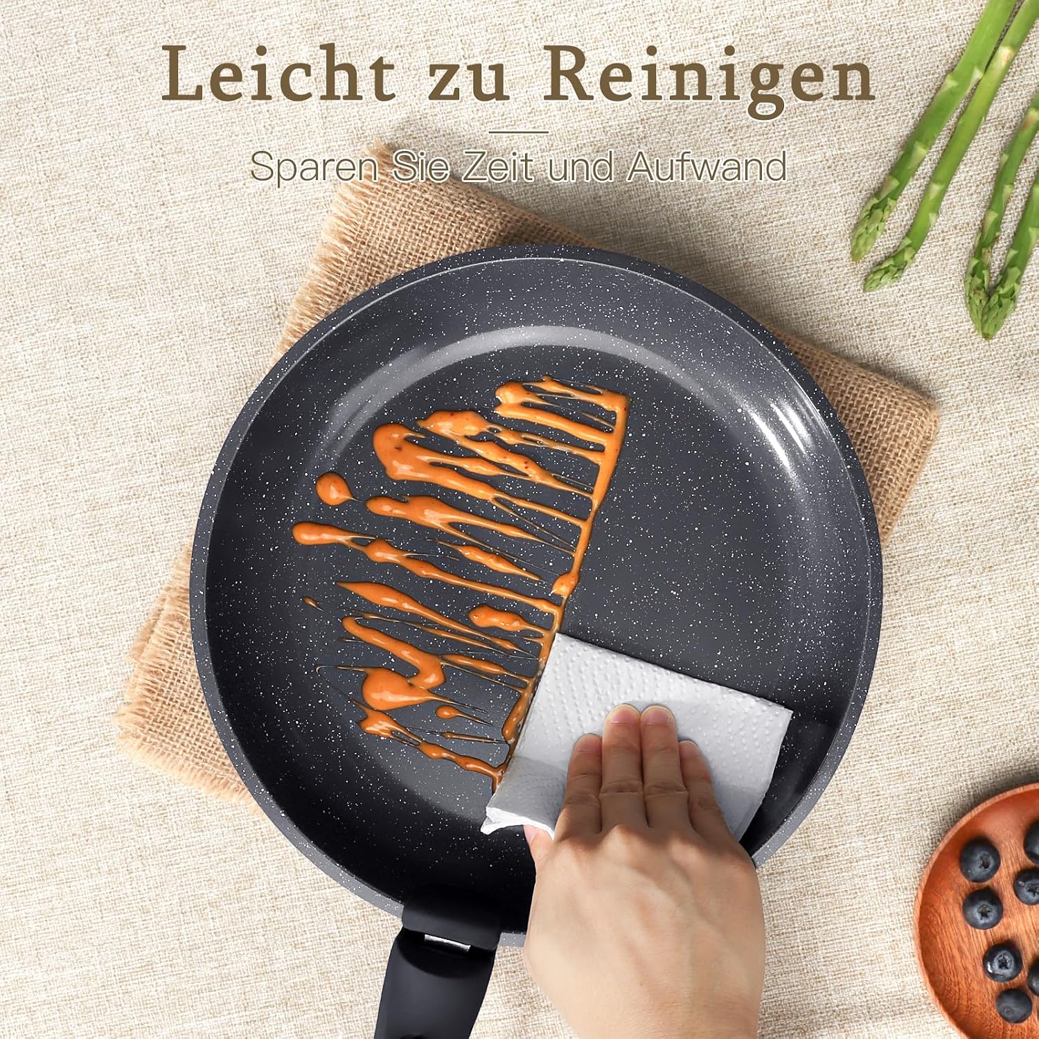 GiPP Kochgeschirr-Set mit abnehmbaren Griffen, 21-teiliges Induktions-Pfannenset mit Granit-Antihaftbeschichtung, ofenfest, für alle Herdarten geeignet – Bild 7