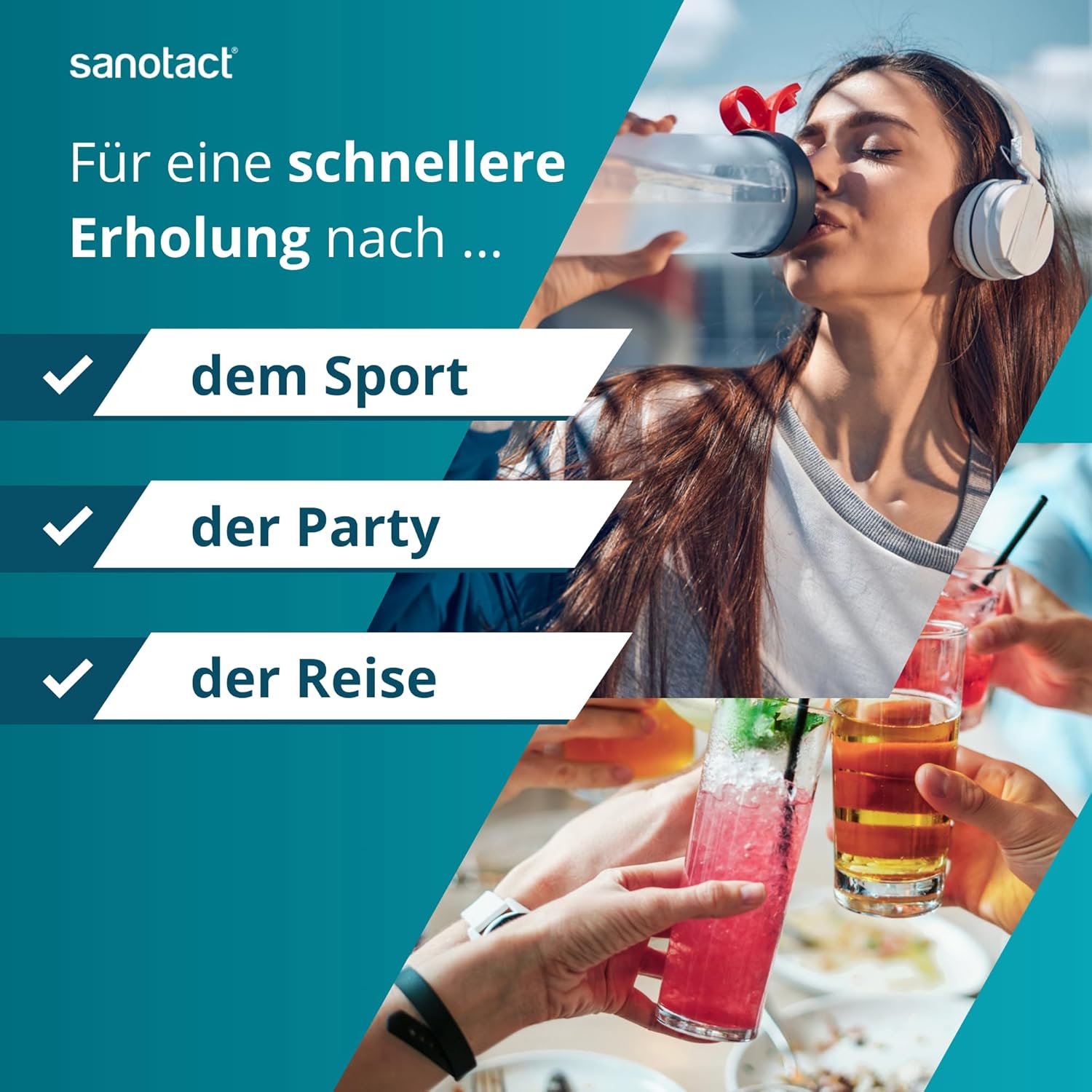 sanotact Electrolyte Plus (20 Beutel) • Elektrolytpulver für den Flüssigkeitshaushalt • Kalium & Magnesium für den Elektrolythaushalt • 100 % vegan • Erholungsgetränk • Orangengeschmack – Bild 2