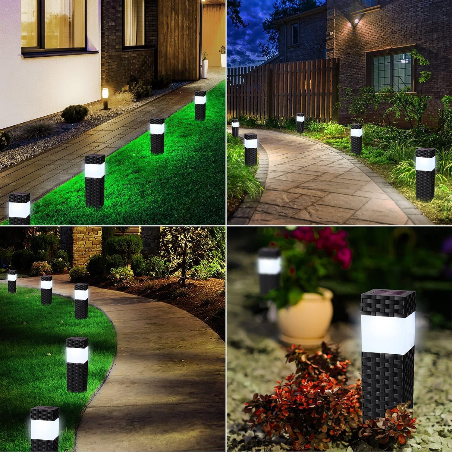 Joomer Solarleuchten für den Außenbereich, 8 Stück, Solarleuchten, Garten-Außenleuchte, wasserdicht, weiß, quadratische Wegbeleuchtung, Solar-Gartenleuchte, automatisches Ein-/Ausschalten für Terrasse, Rasen, Terrasse, Auffahrt, Gehweg – Bild 4