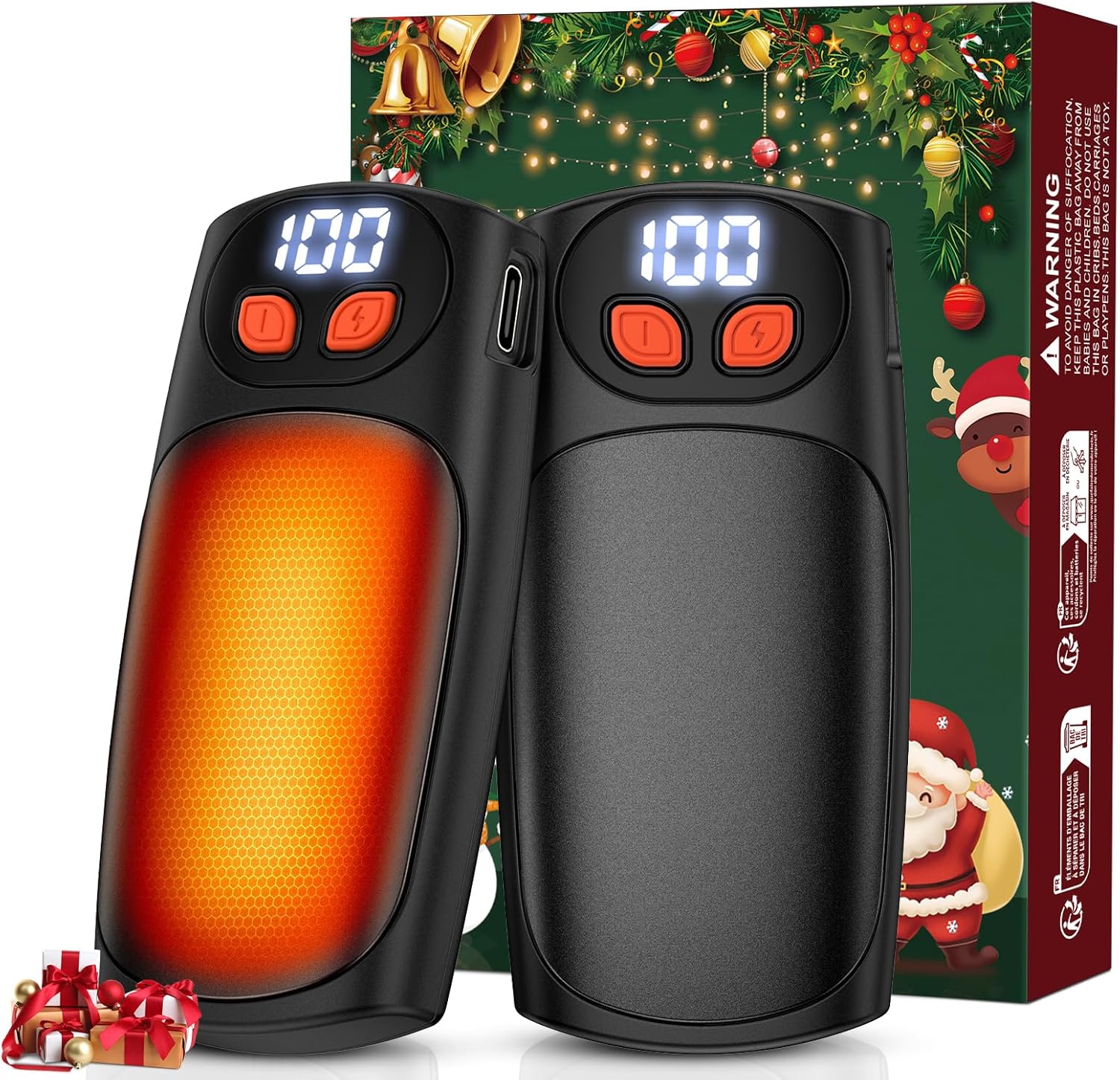 Handwärmer, wiederaufladbar, 2er-Pack, LED-Digitalanzeige, schnelles Aufheizen, 5 Heizstufen, geeignet für Pendler, Studenten und Outdoor-Aktivitäten, erste Wahl für Geschenke für Männer und Frauen