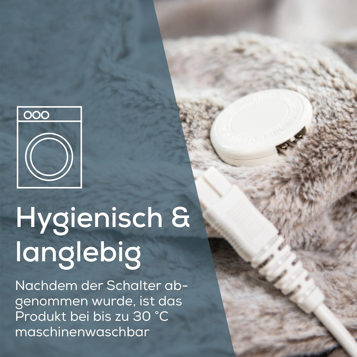 Beurer HD 75 Nordic Heizdecke, gemütliche Felloptik, 6 Temperatureinstellungen, maschinenwaschbar, mit Abschaltautomatik, Beige/Braun – Bild 6