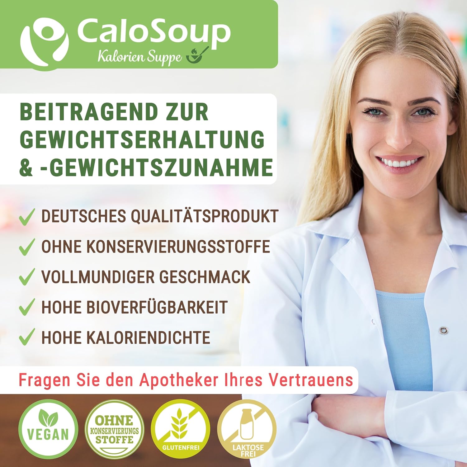 Hochkalorische Suppe zur Steigerung von 20 Portionen | Lebensmittel mit hohem Kaloriengehalt als Fertigsuppe | Fertiggerichte mit Gemüse | Flüssignahrung CaloSoup Kalorien Lauchsuppe (Lauchcreme) 500 g – Bild 2