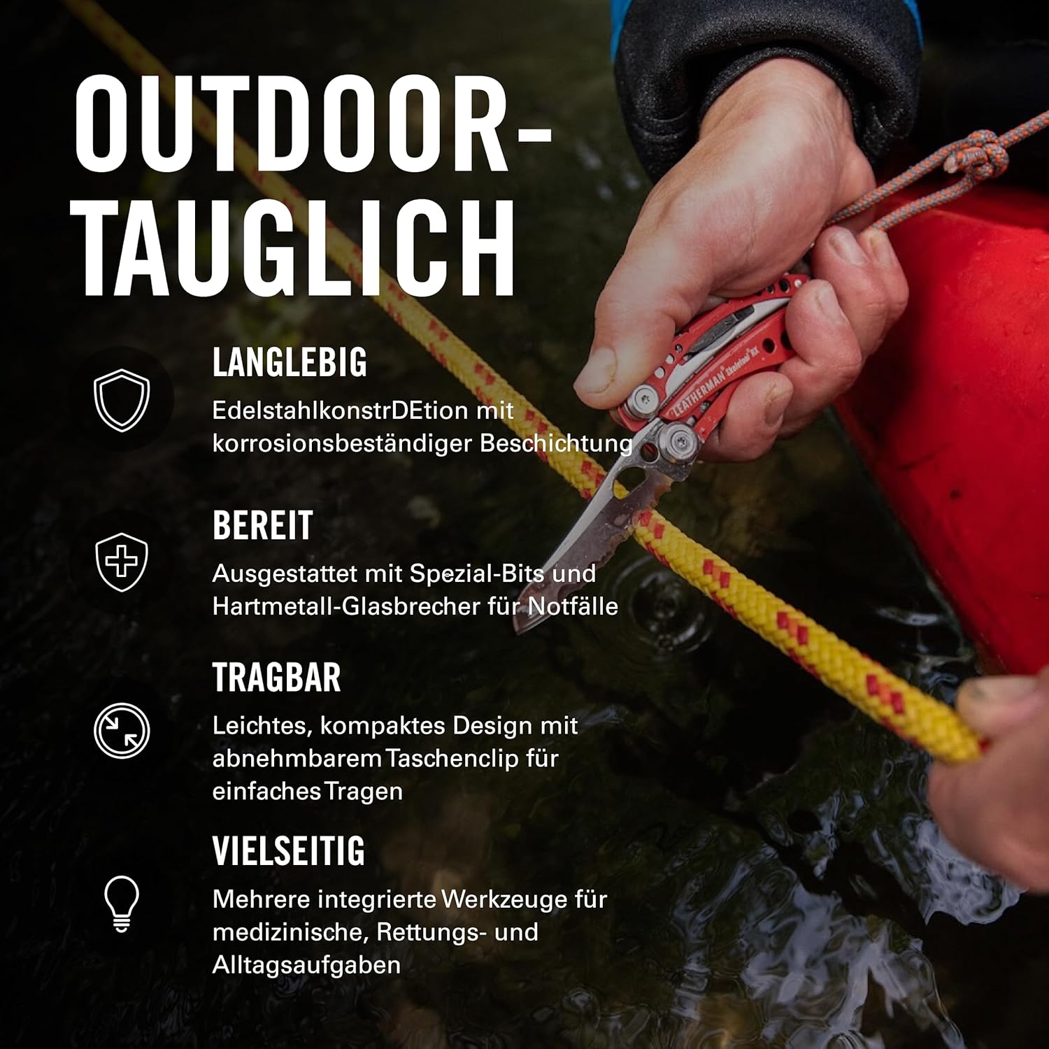 Leatherman SKELETOOL RX Taschenwerkzeug für Rettung, Rettungssanitäter und Feuerwehrmann, Rot – Bild 4