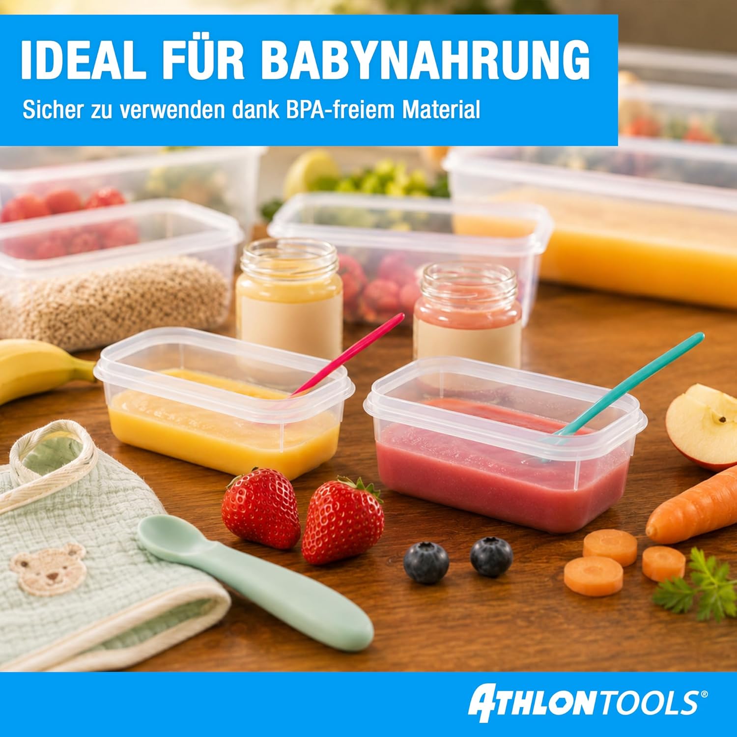 ATHLON TOOLS 2 x 5 L Frischhaltedosen-Set in Gastro-Qualität – 100 % luftdicht und auslaufsicher -40 bis +100 Grad – für alle Lebensmittel – BPA-frei – Vorratsdosen für den Kühlschrank (hergestellt in der EU) – Bild 4