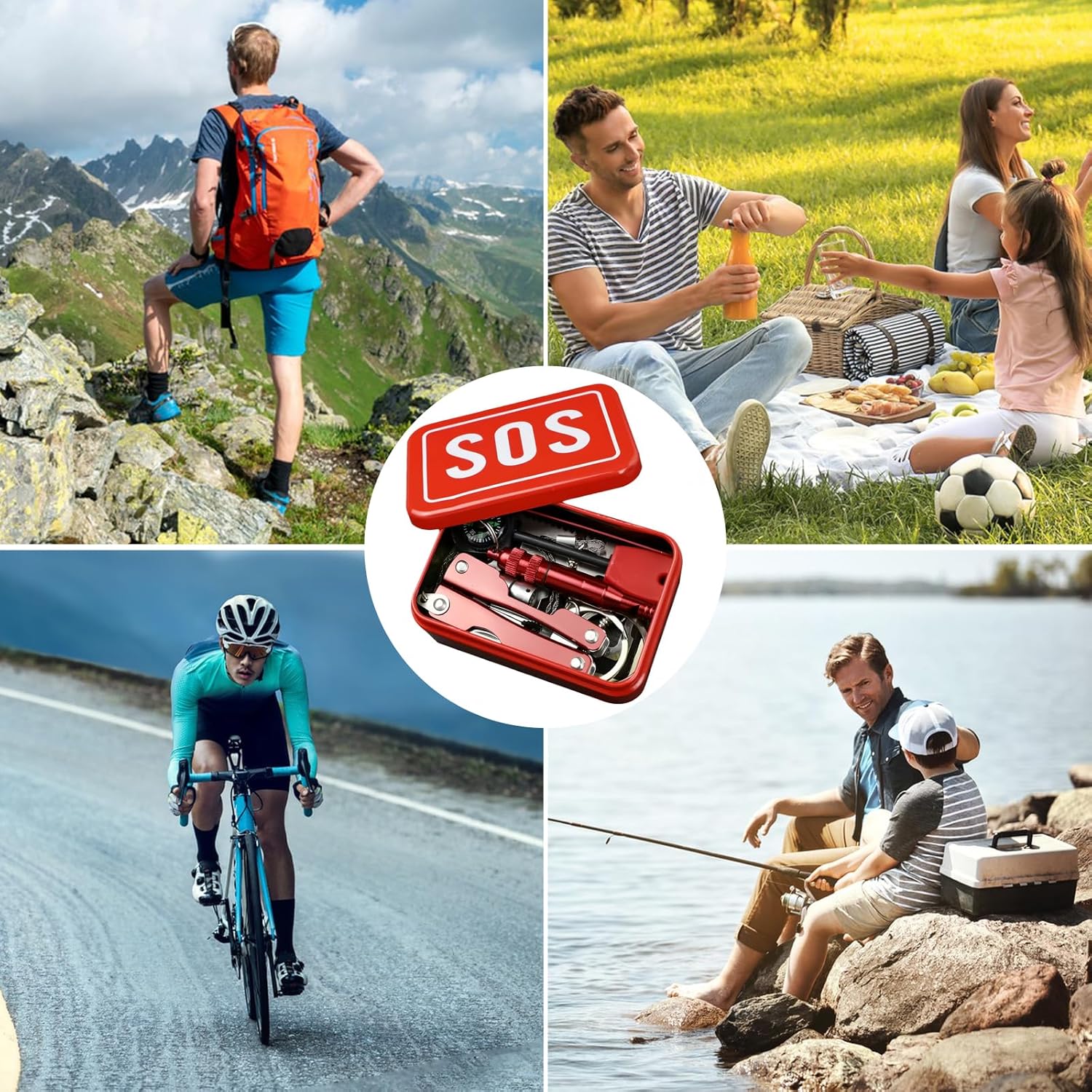 6-in-1-Set, Outdoor-Selbsthilfe, Sport, Camping, Wandern, Werkzeuge, Überlebensset für Reisen – Bild 5