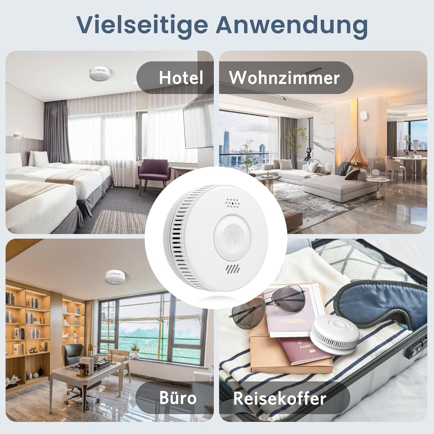 Rauchmelder, 10-Jahres-Batterie, TÜV Rheinland zertifizierter fotoelektrischer Rauchmelder mit Klebepad, Feuermelder mit Stummschaltung, EN14604 – Bild 7