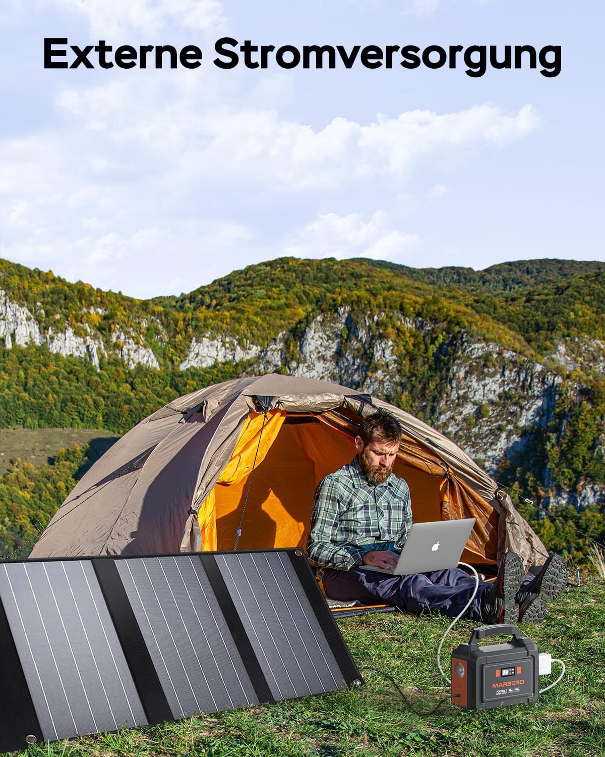 MARBERO 150W Power Station Solargeneratoren 98Wh Camping Akku Netzteil mit 220V Steckdose, DC-Anschlüssen, USB-Anschlüssen, LED für CPAP Outdoor, Camping, Reisen, Jagd, Blackout – Bild 6