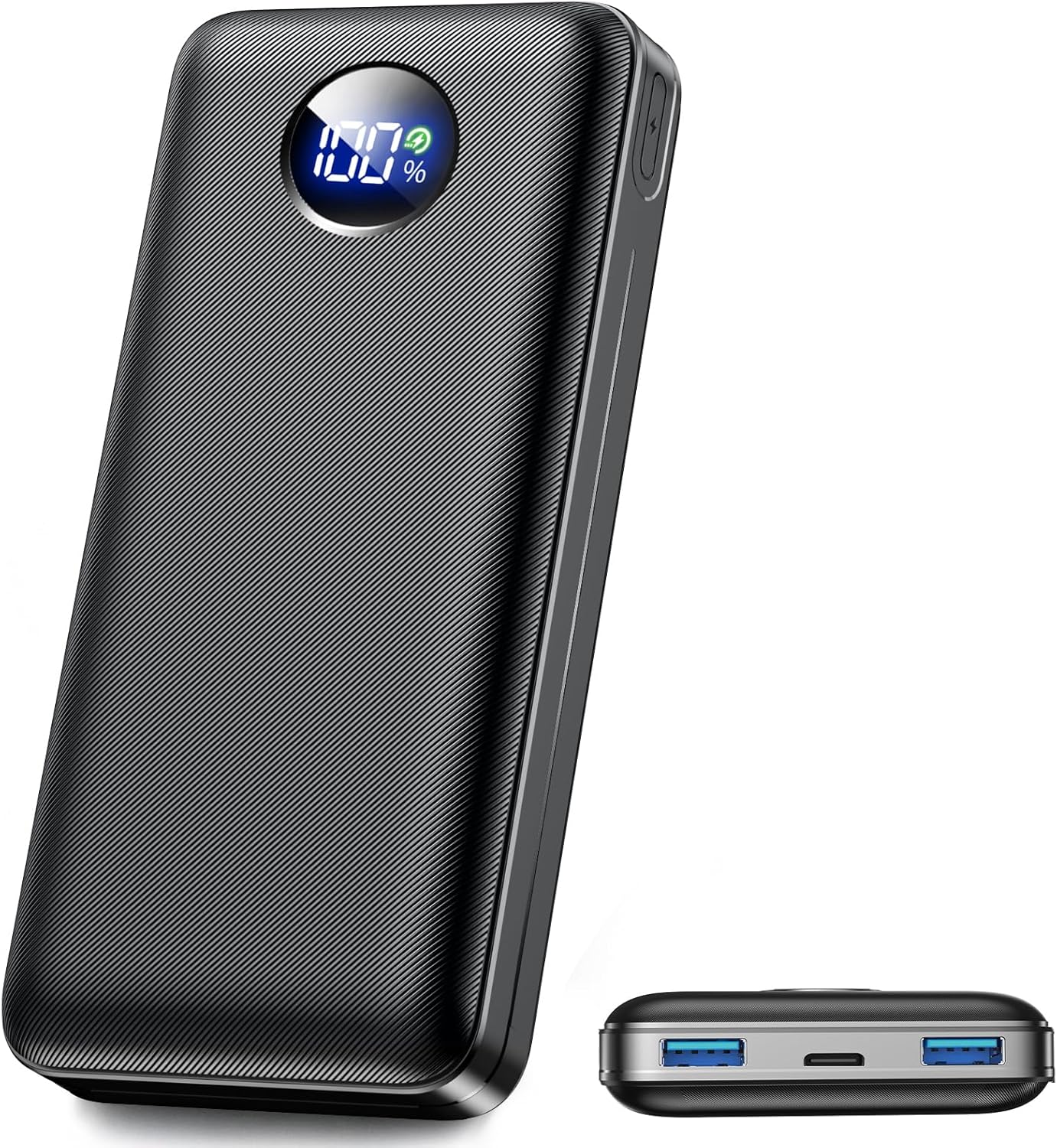 Powerbank 26800 mAh, 22,5 W Schnellladefunktion Externer Akku mit 3 Ausgängen (USB-C 20 W PD 3.0 & QC 3.0 USB-A), Flugzeugzulassung, Kompaktladegerät für iPhone 17 16 15, Samsung, iPad, Carbon