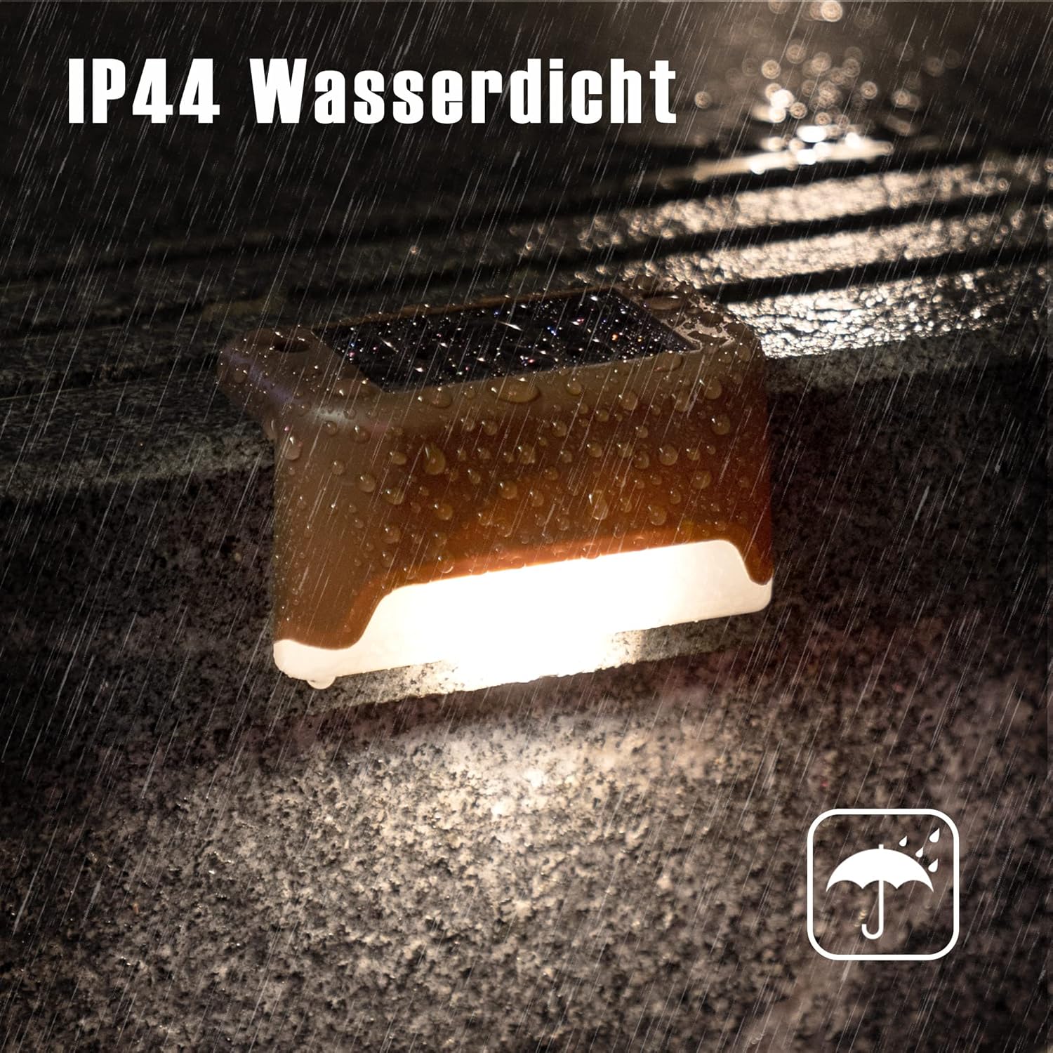 Solpex Solarleuchten, wasserdichte LED-Beleuchtung für Außentreppen, Stufen, Zaun, Hof, Terrasse, Dachrinne, Weg, Dekoration, 12 Stück, warmweißes Licht – Bild 3