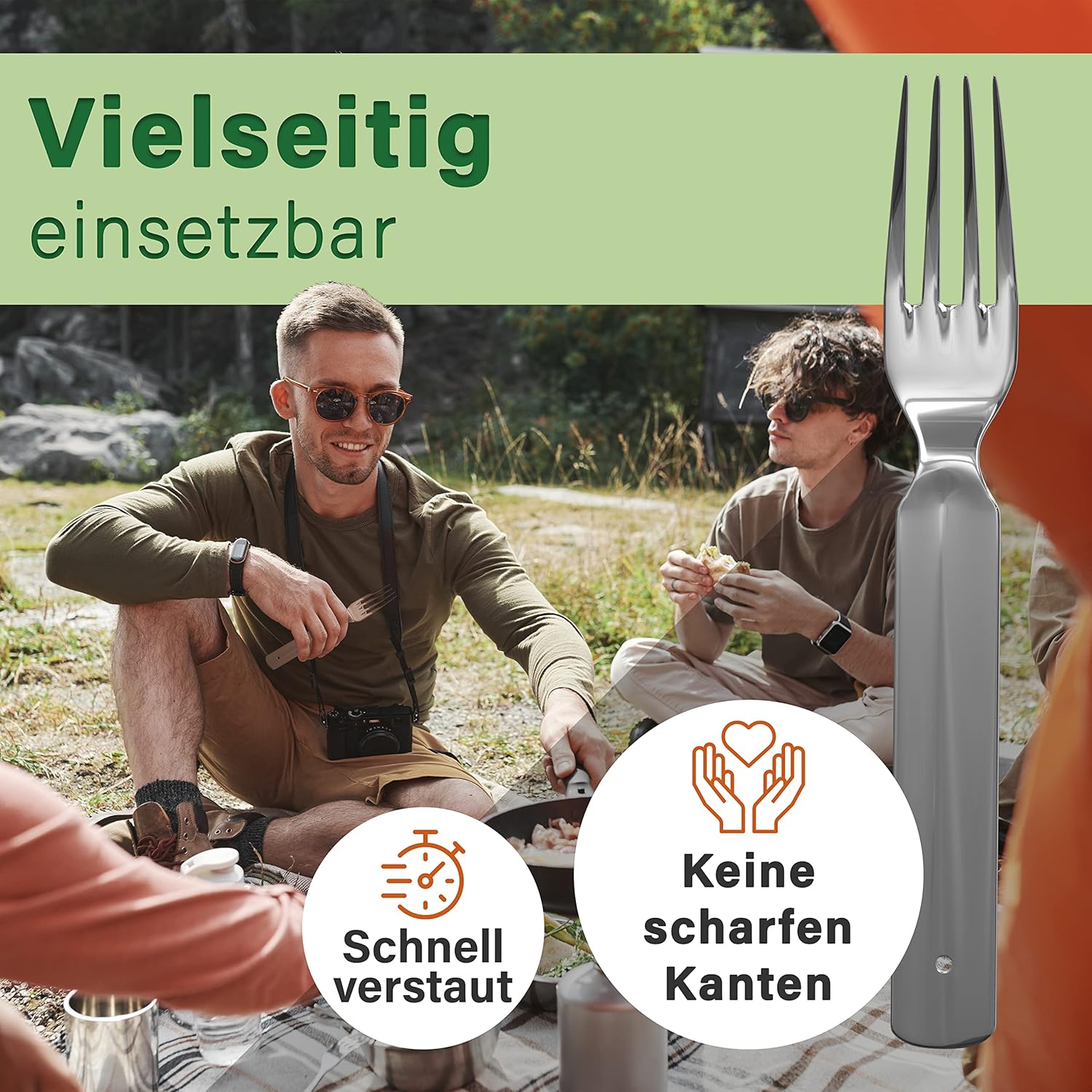 Klassisches Bundeswehr-Edelstahl-Besteck-Set, 4-teilig, Camping-Besteck-Set für Camping, Besteck-Set, Outdoor-Besteck – Bild 6