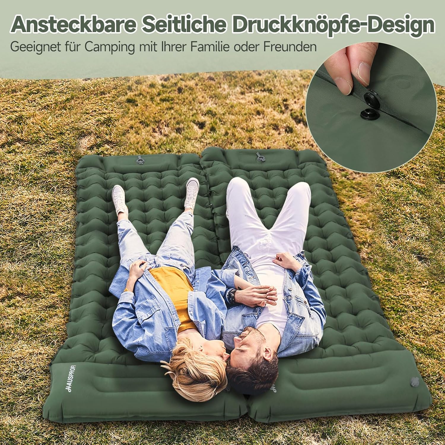 HAUSPROFI Selbstaufblasende Isomatte, Ultraleichte Campingmatte, Aufblasbare Isomatte, Campingmatratze, Luftmatratze, Campingmatte mit Fußpumpe und Kissen für den Außenbereich – Bild 6